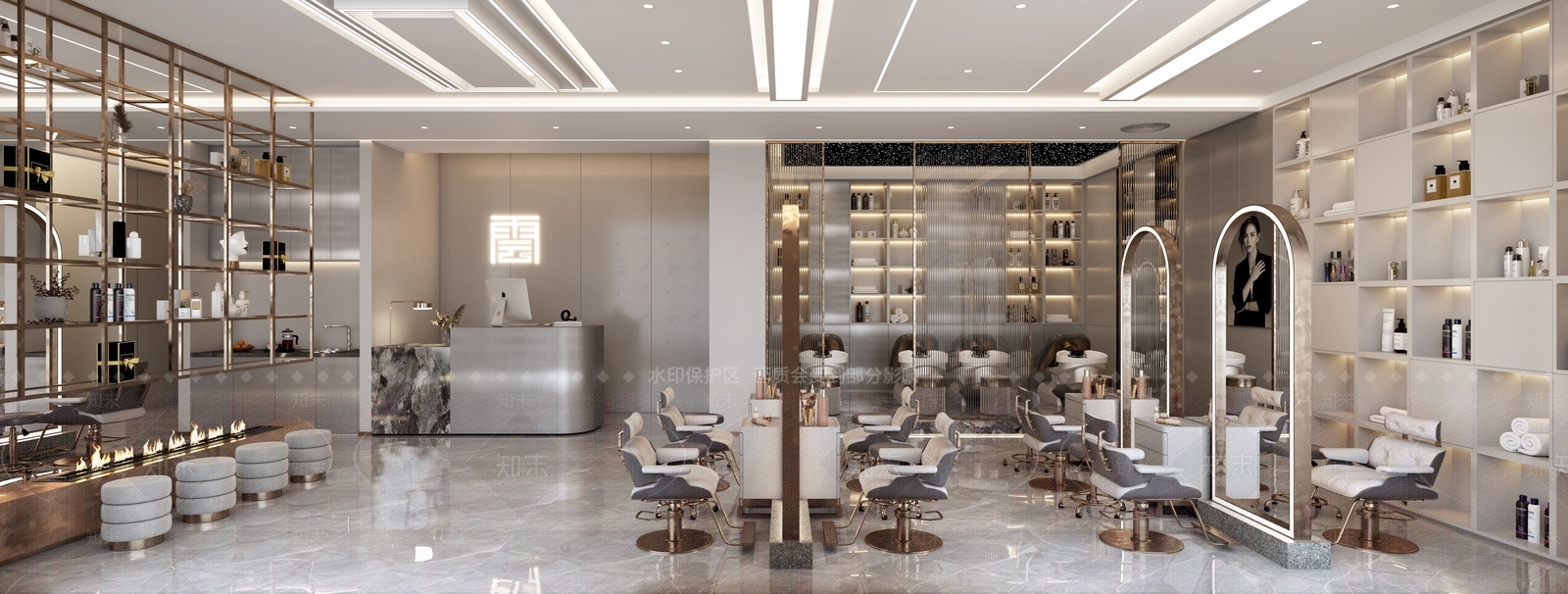 现代美发店3D模型下载【ID:1118148749】