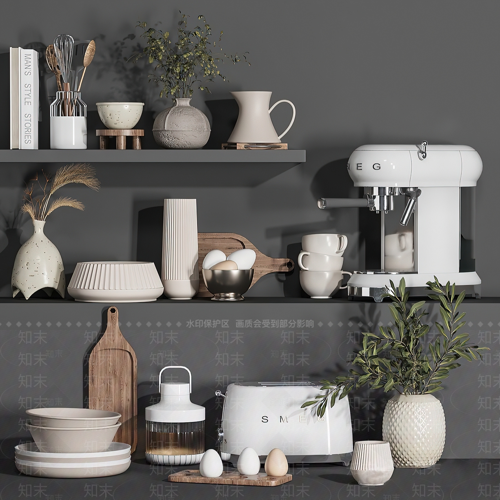 现代厨房用品SU模型下载【ID:1118157216】