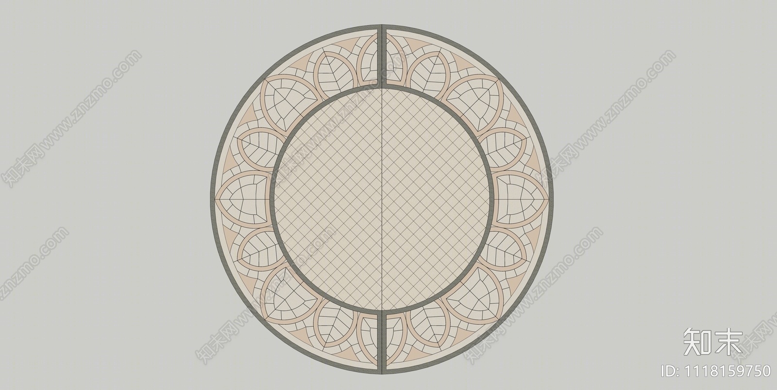 欧式圆形地面拼花SU模型下载【ID:1118159750】