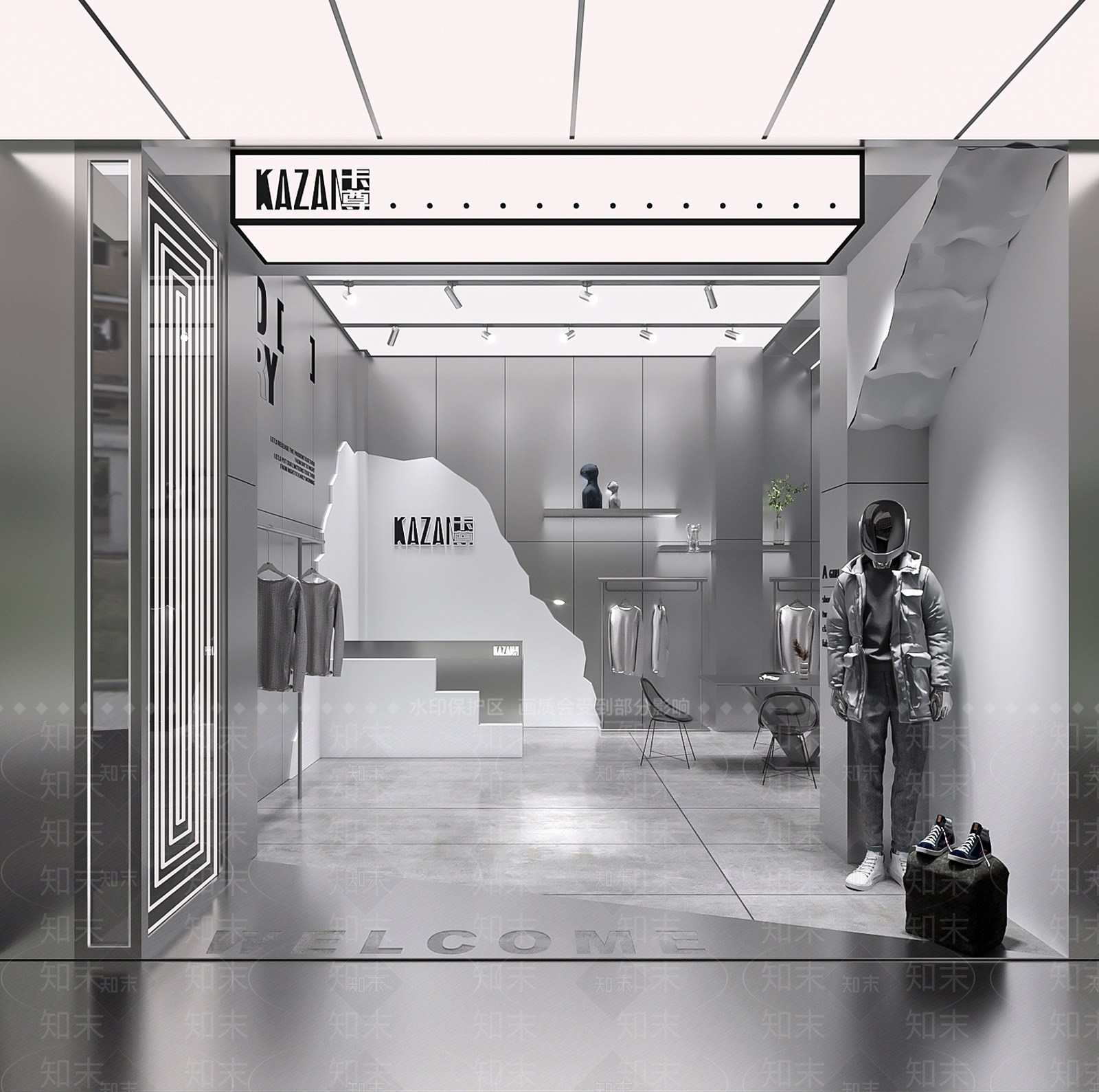现代男装服装店3D模型下载【ID:1118160467】