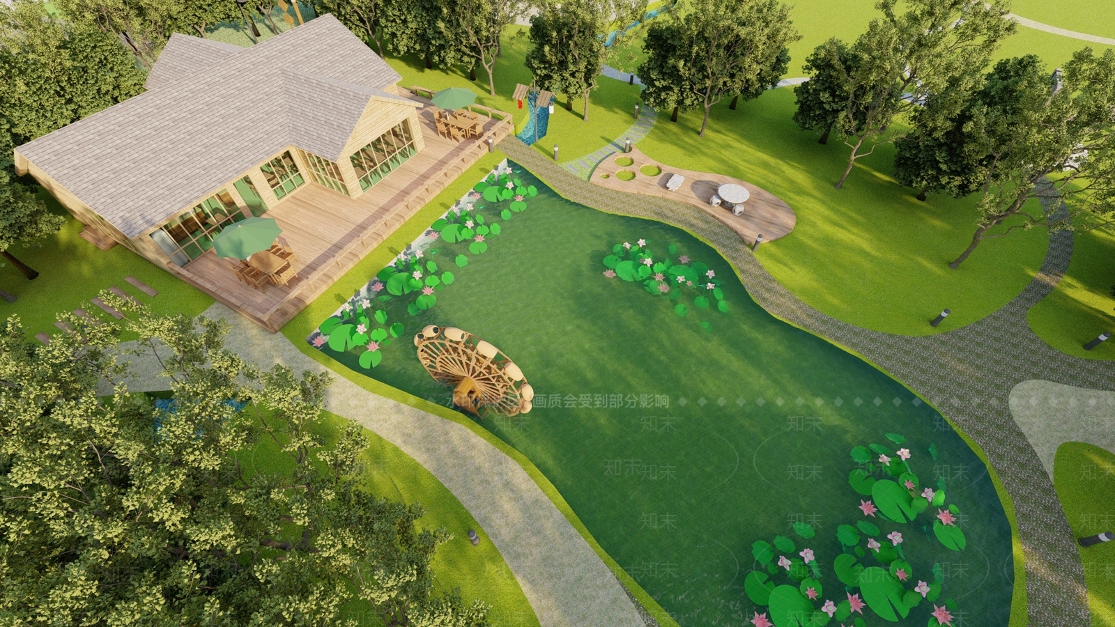 新中式民宿建筑SU模型下载【ID:1118162385】