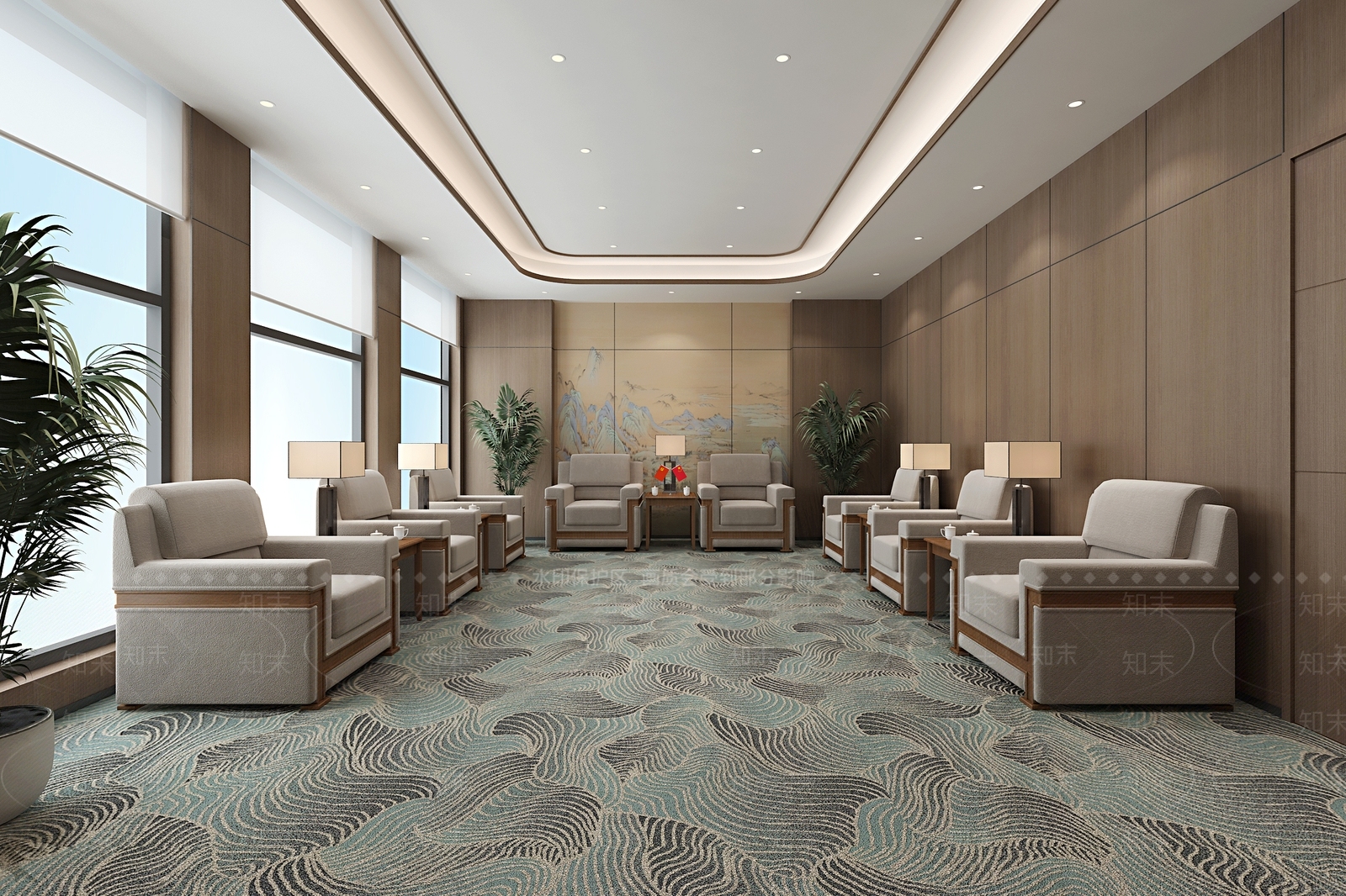 新中式休息区3D模型下载【ID:1221487009】