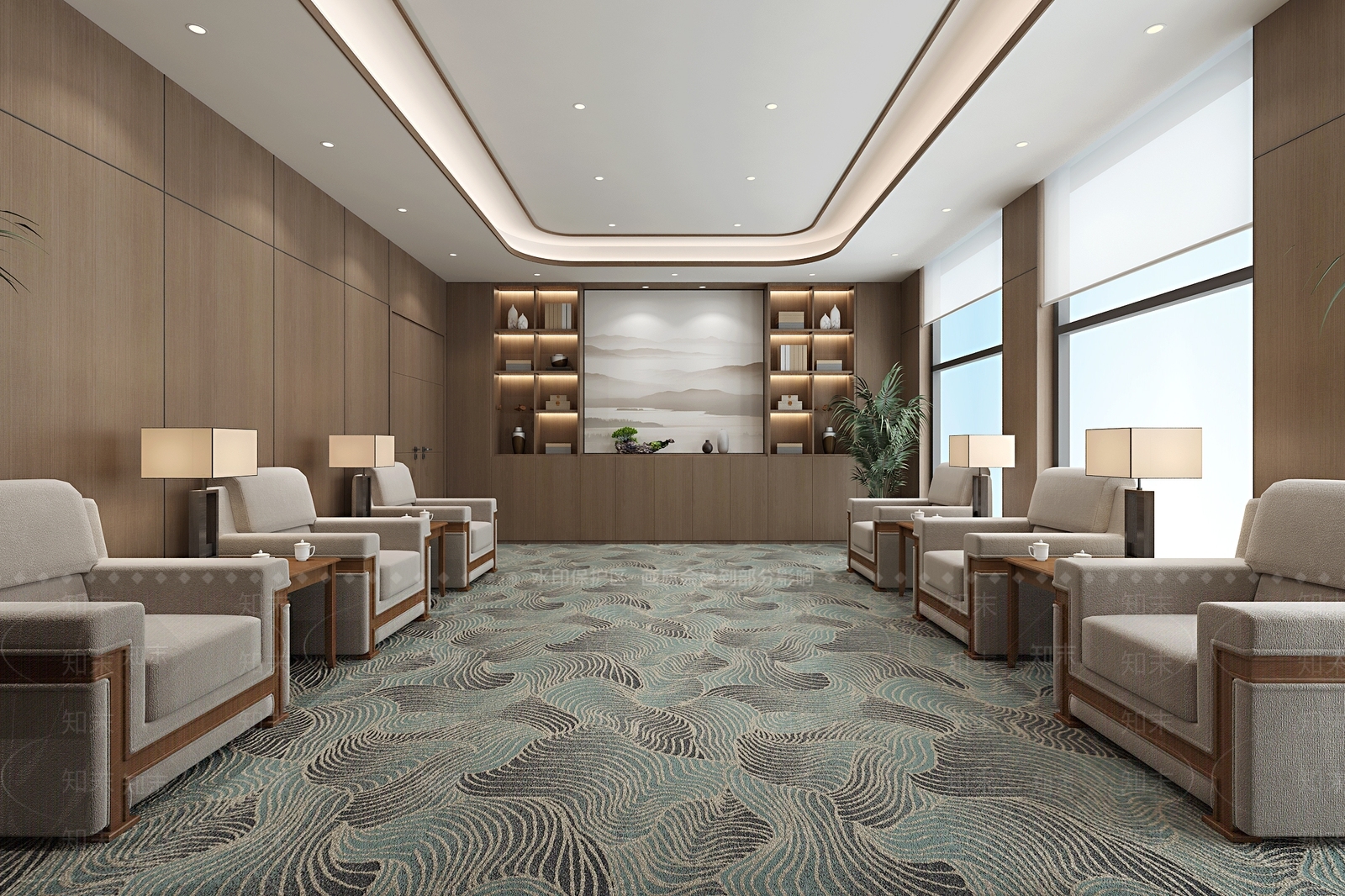 新中式休息区3D模型下载【ID:1221487009】