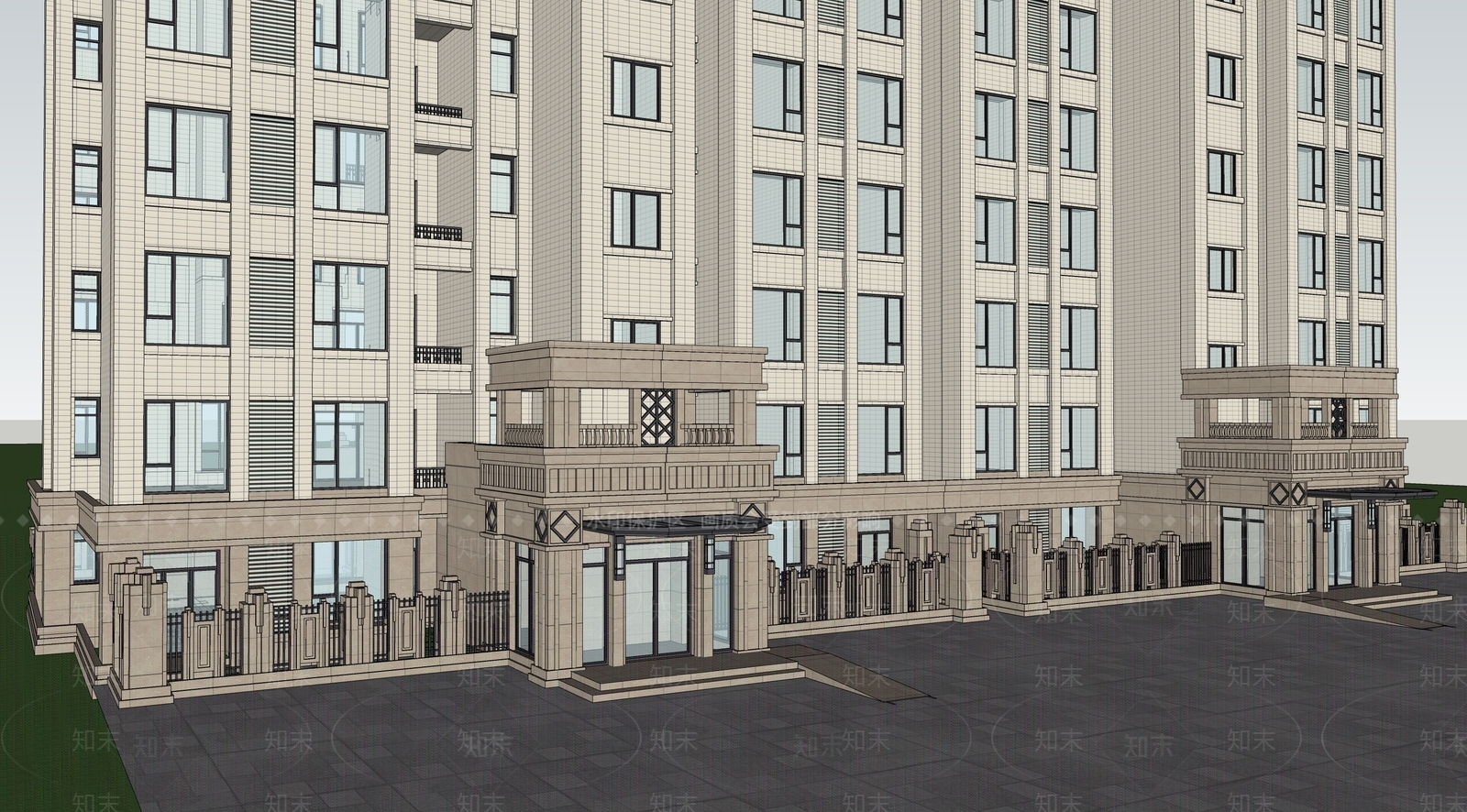 古典小区住宅入户大厅SU模型下载【ID:1118168198】