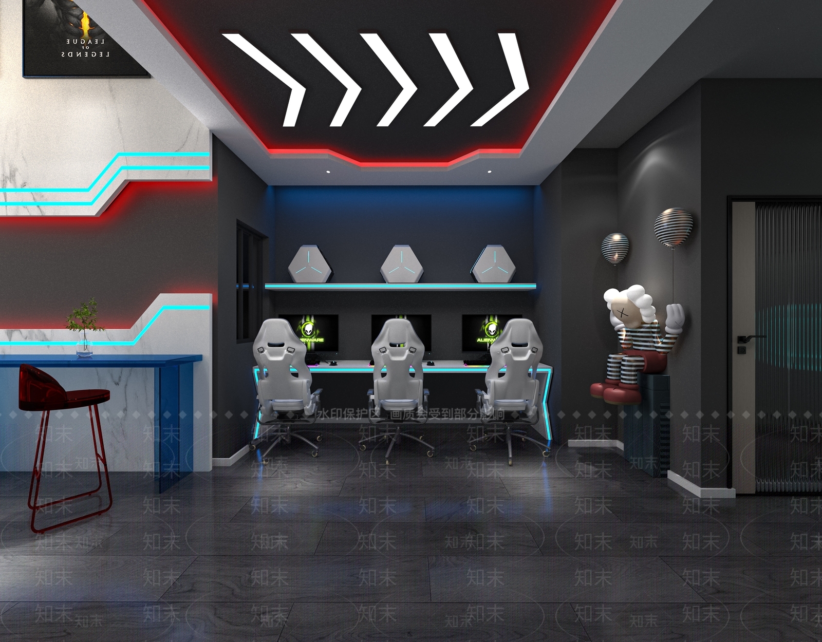 现代复式电竞酒店3D模型下载【ID:1118169435】