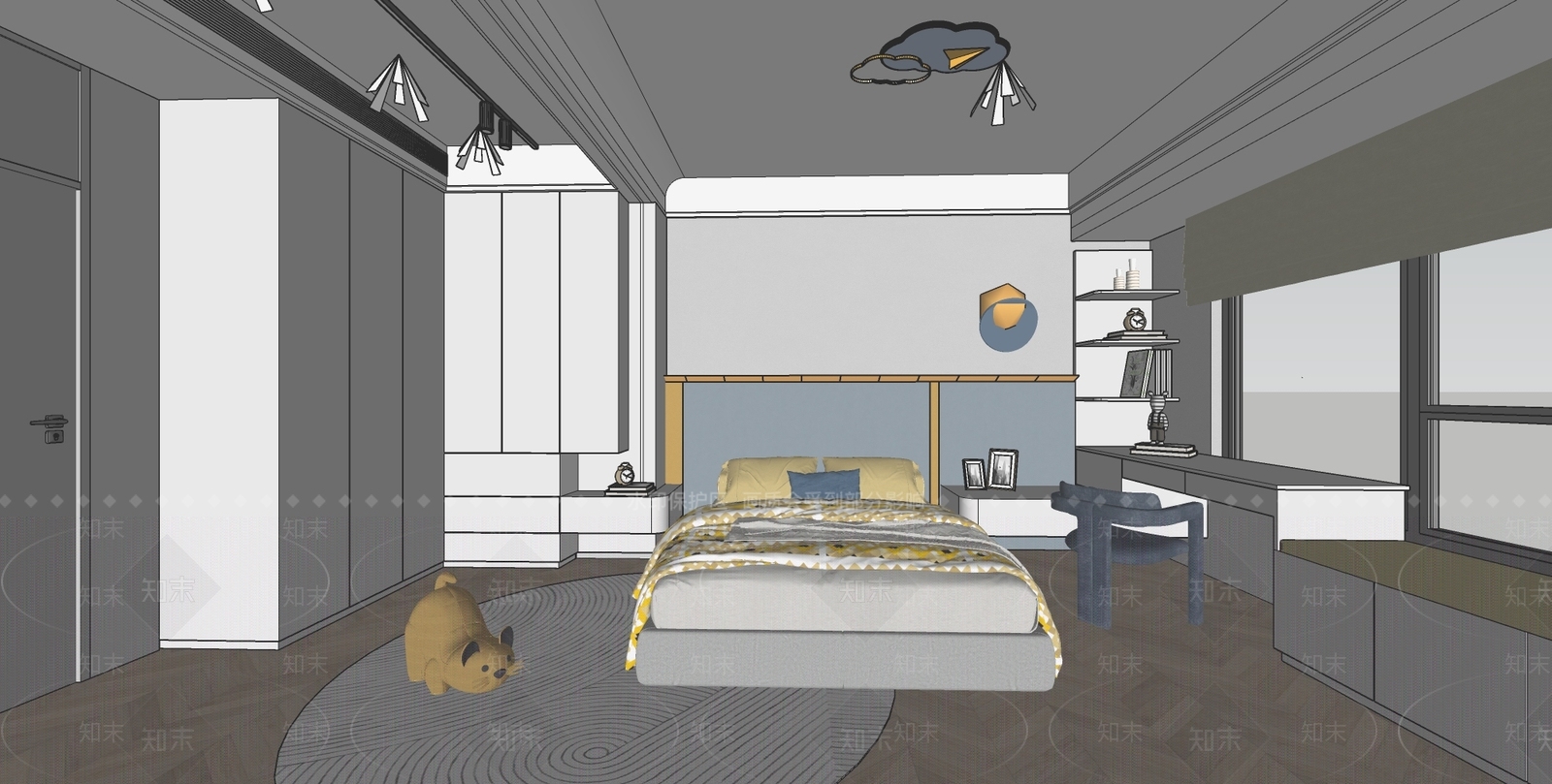 现代儿童房SU模型下载【ID:1118171777】