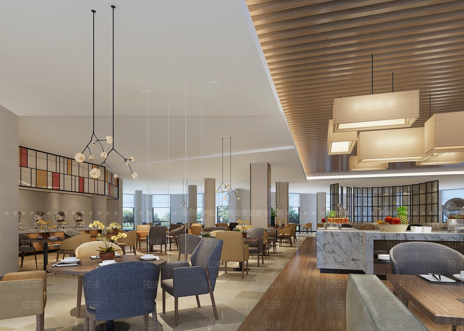 现代酒店自助餐厅3D模型下载【ID:1118200148】