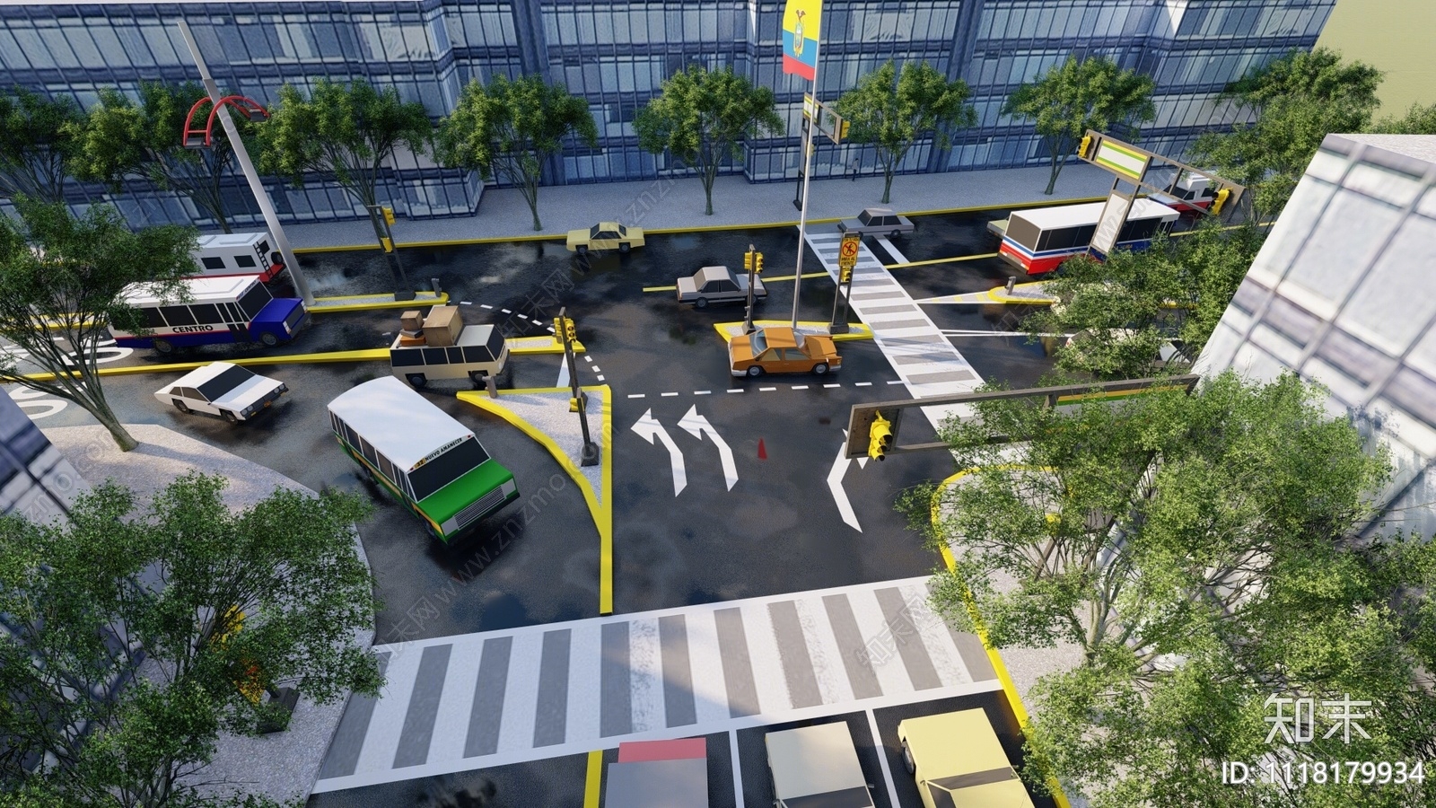 现代道路景观SU模型下载【ID:1118179934】