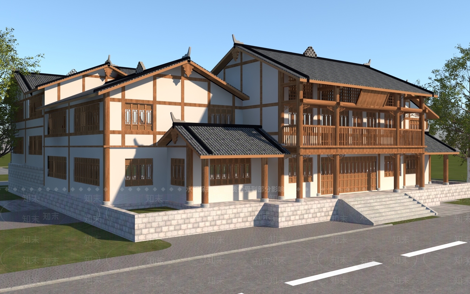 中式四合院3D模型下载【ID:1118181607】