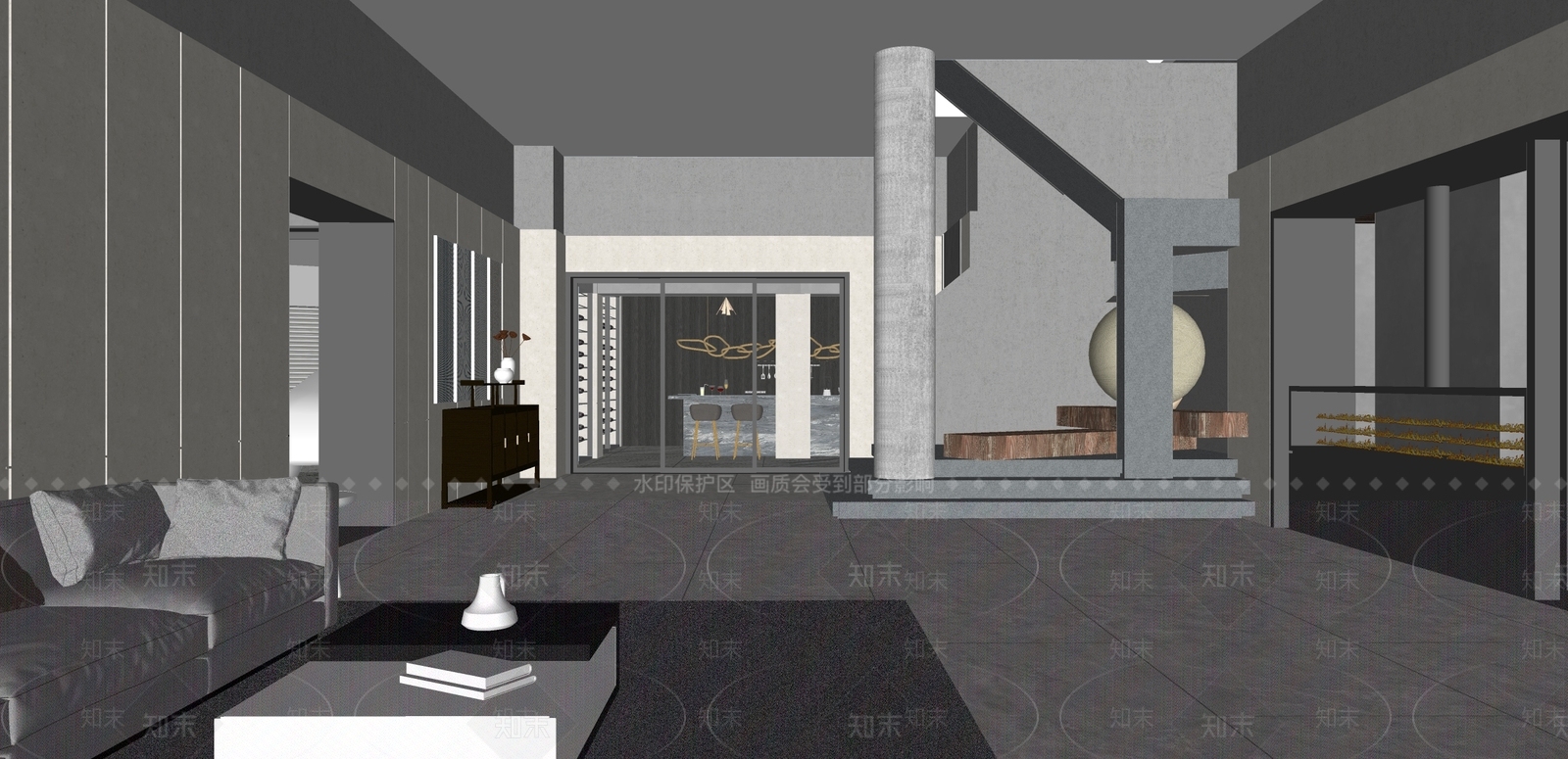 现代游泳馆休息室SU模型下载【ID:1118183323】
