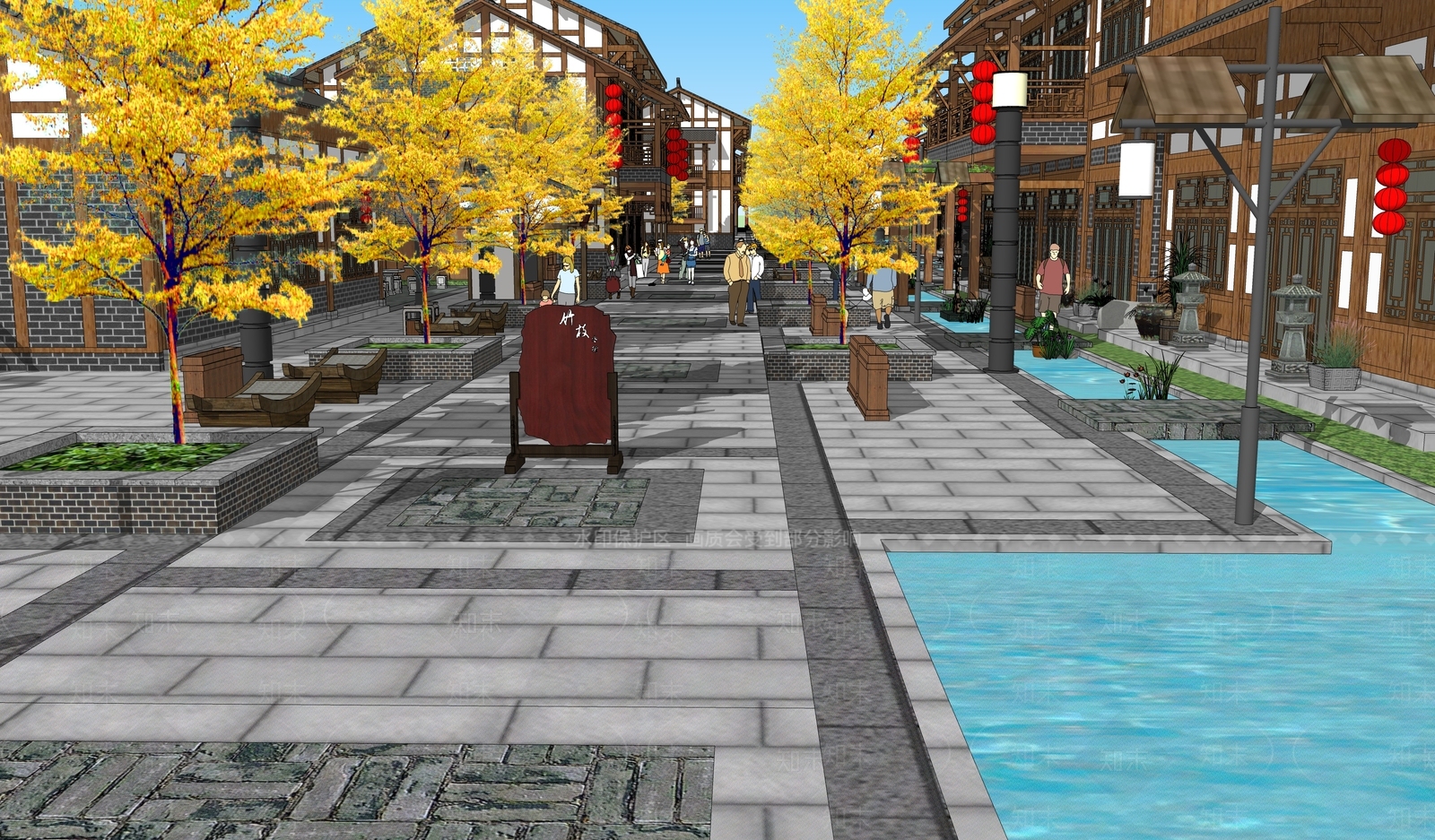 中式商业街古镇SU模型下载【ID:1118184111】