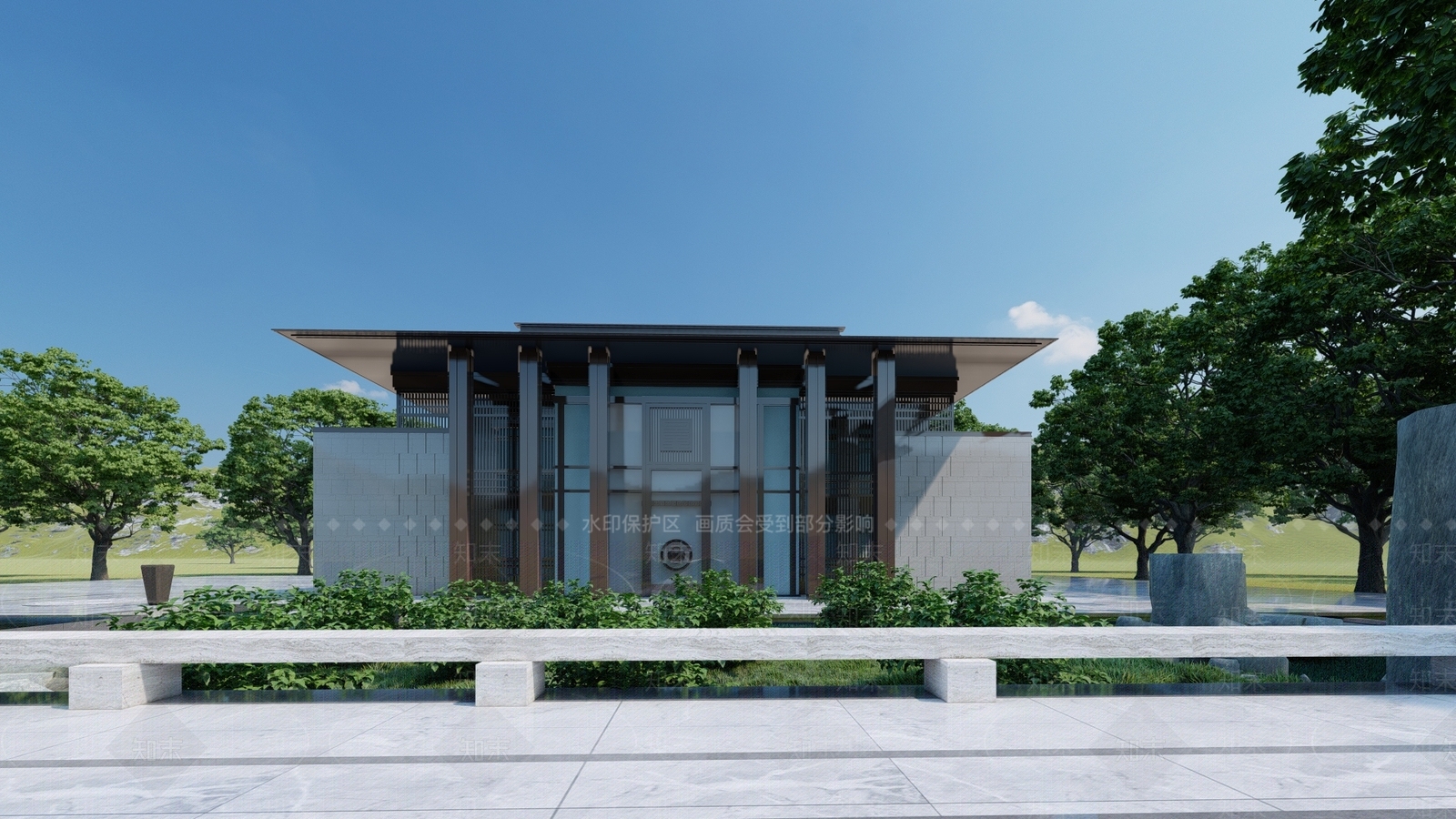 新中式展示中心SU模型下载【ID:1118185313】