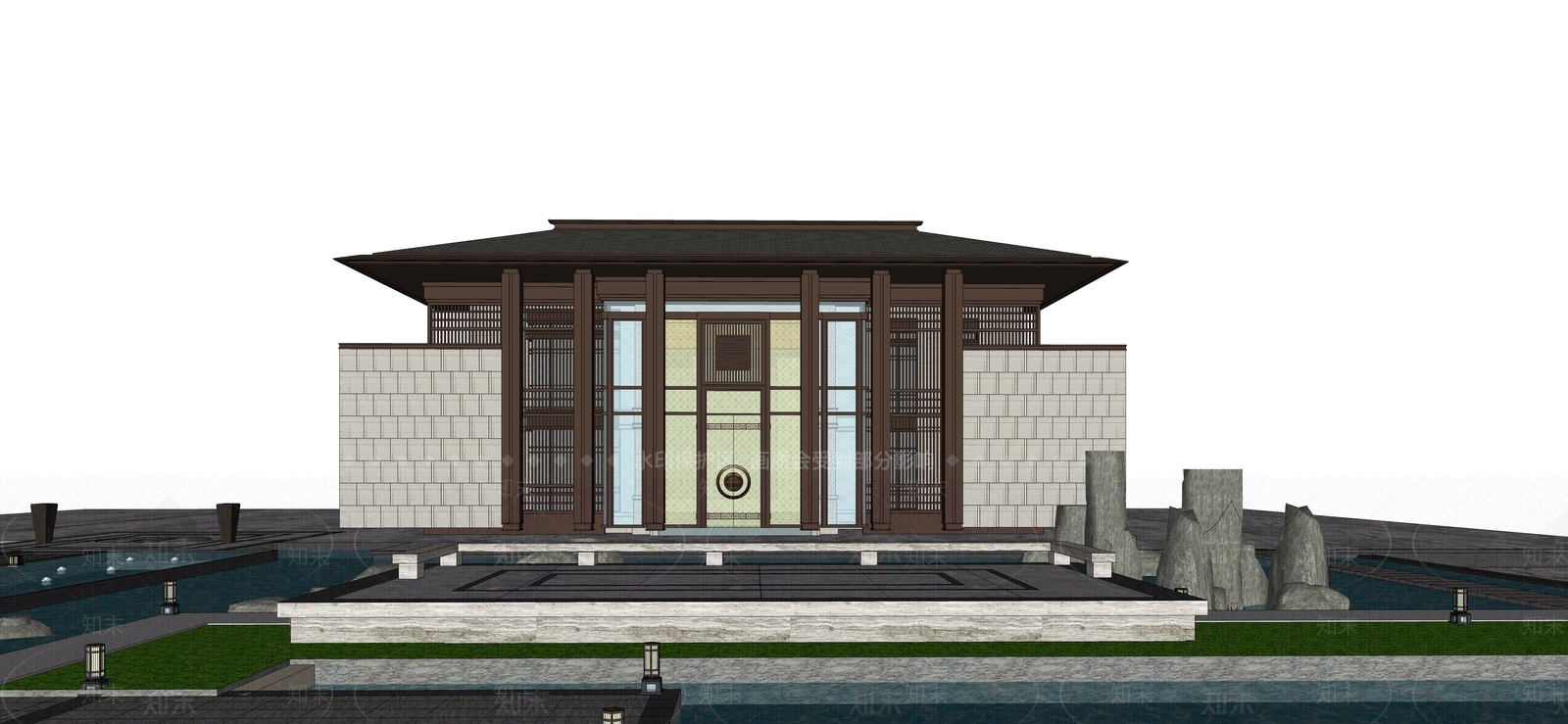 新中式展示中心SU模型下载【ID:1118185313】