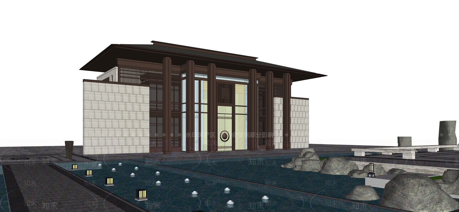 新中式展示中心SU模型下载【ID:1118185313】