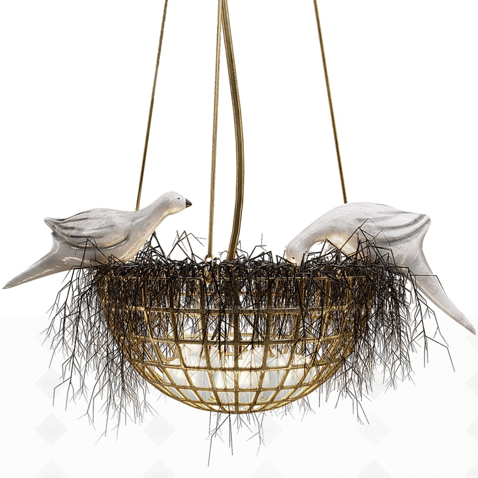 现代鸟巢吊灯3D模型下载【ID:1118185490】