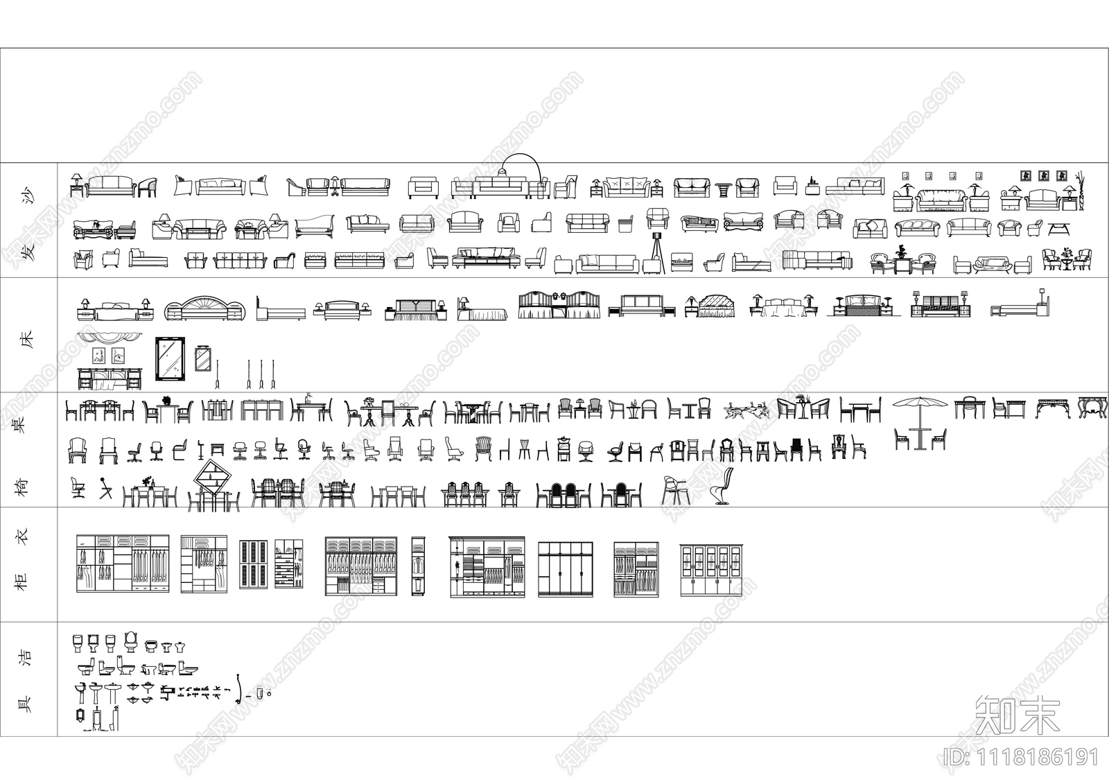 超全家装室内CAD图库cad施工图下载【ID:1118186191】