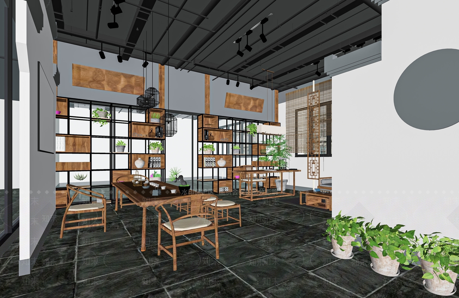 新中式茶馆SU模型下载【ID:1118197208】