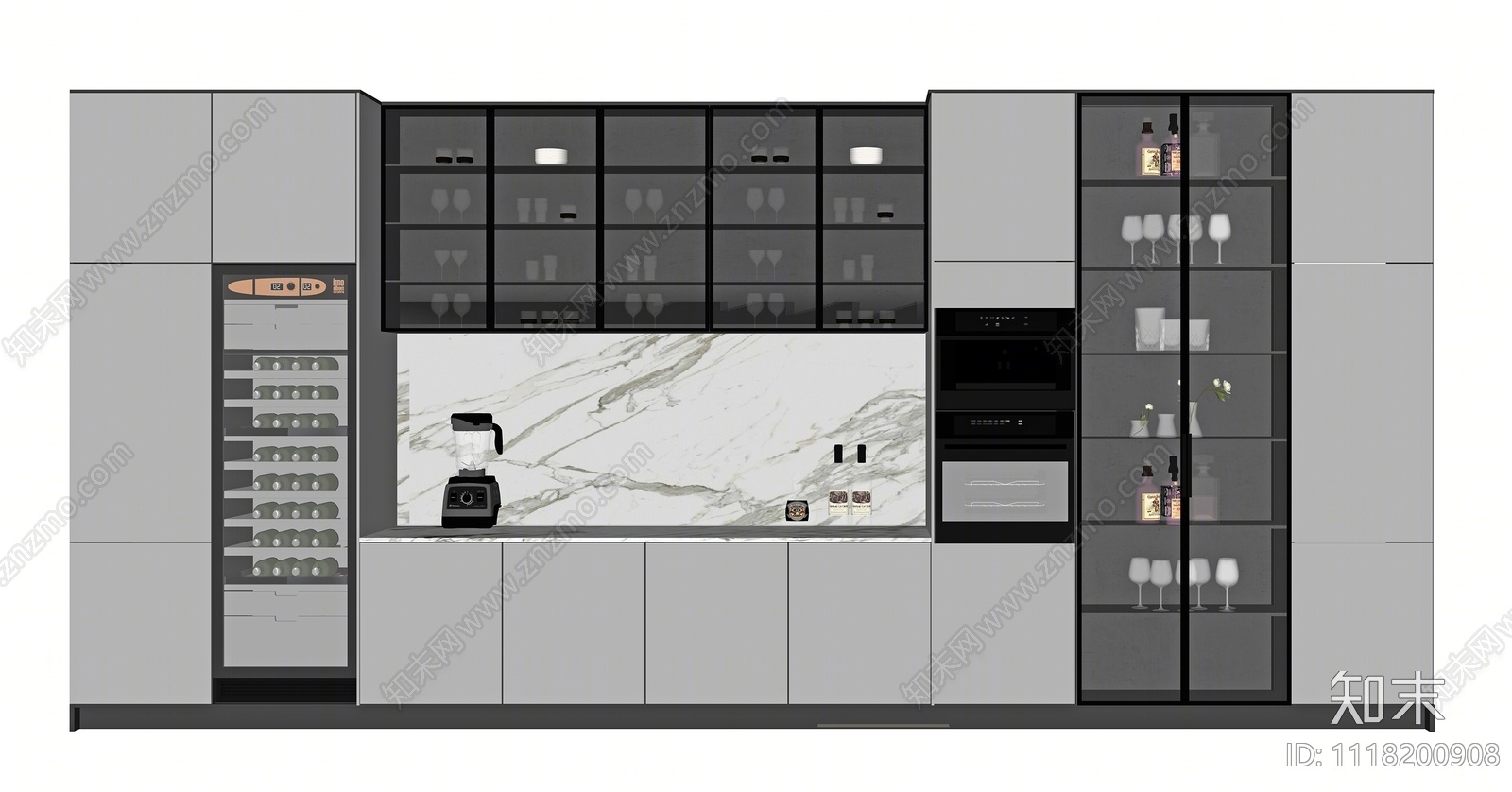 现代酒柜SU模型下载【ID:1118200908】