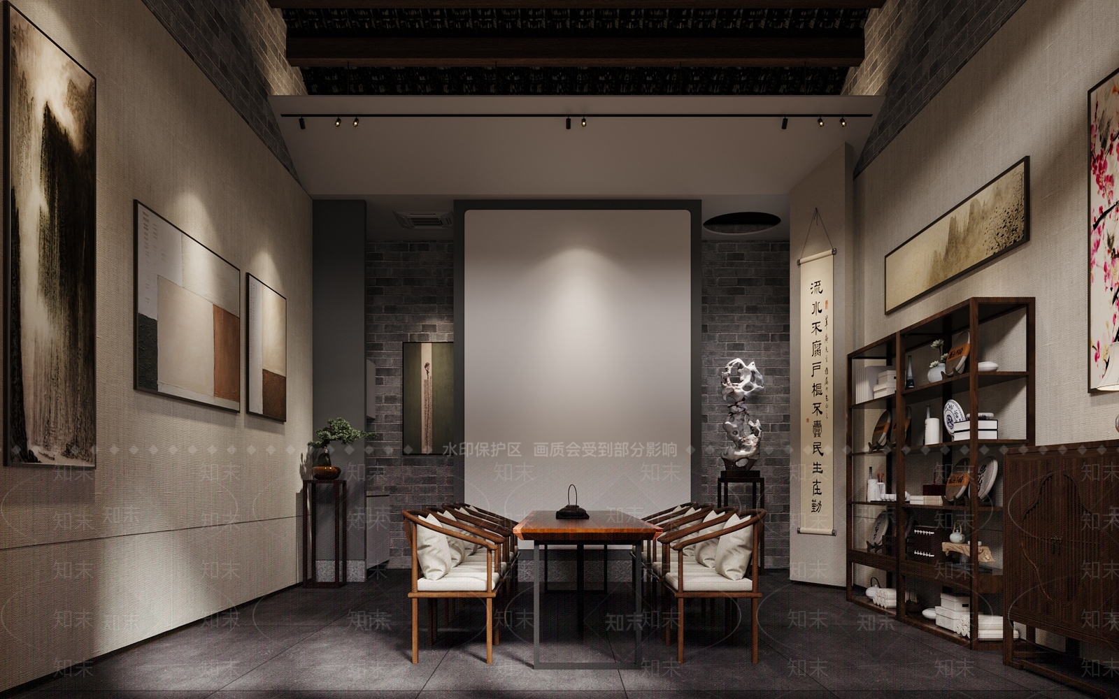 新中式茶室3D模型下载【ID:1118214838】