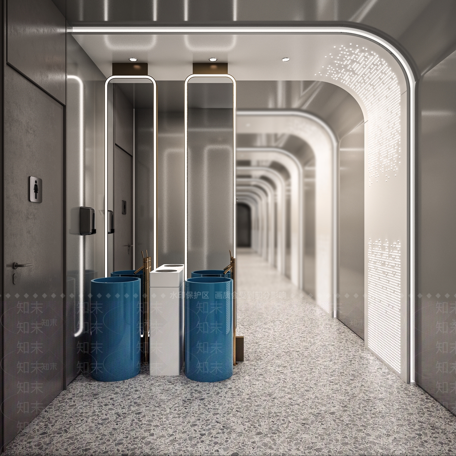 现代公共卫生间洗手台3D模型下载【ID:1118215479】