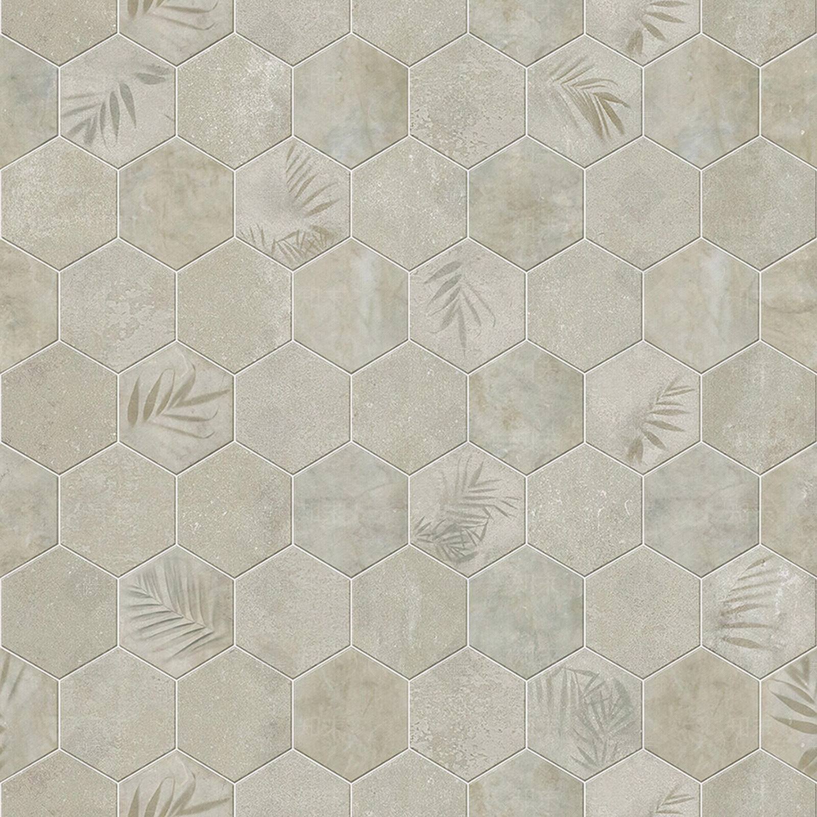 灰色水泥树叶艺术纹理六角砖贴图下载【ID:1118216902】