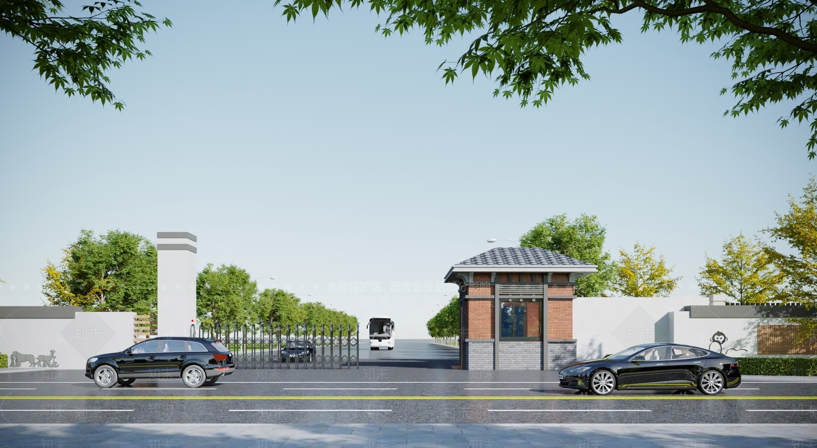 现代公园厂区入口大门3D模型下载【ID:1118219010】