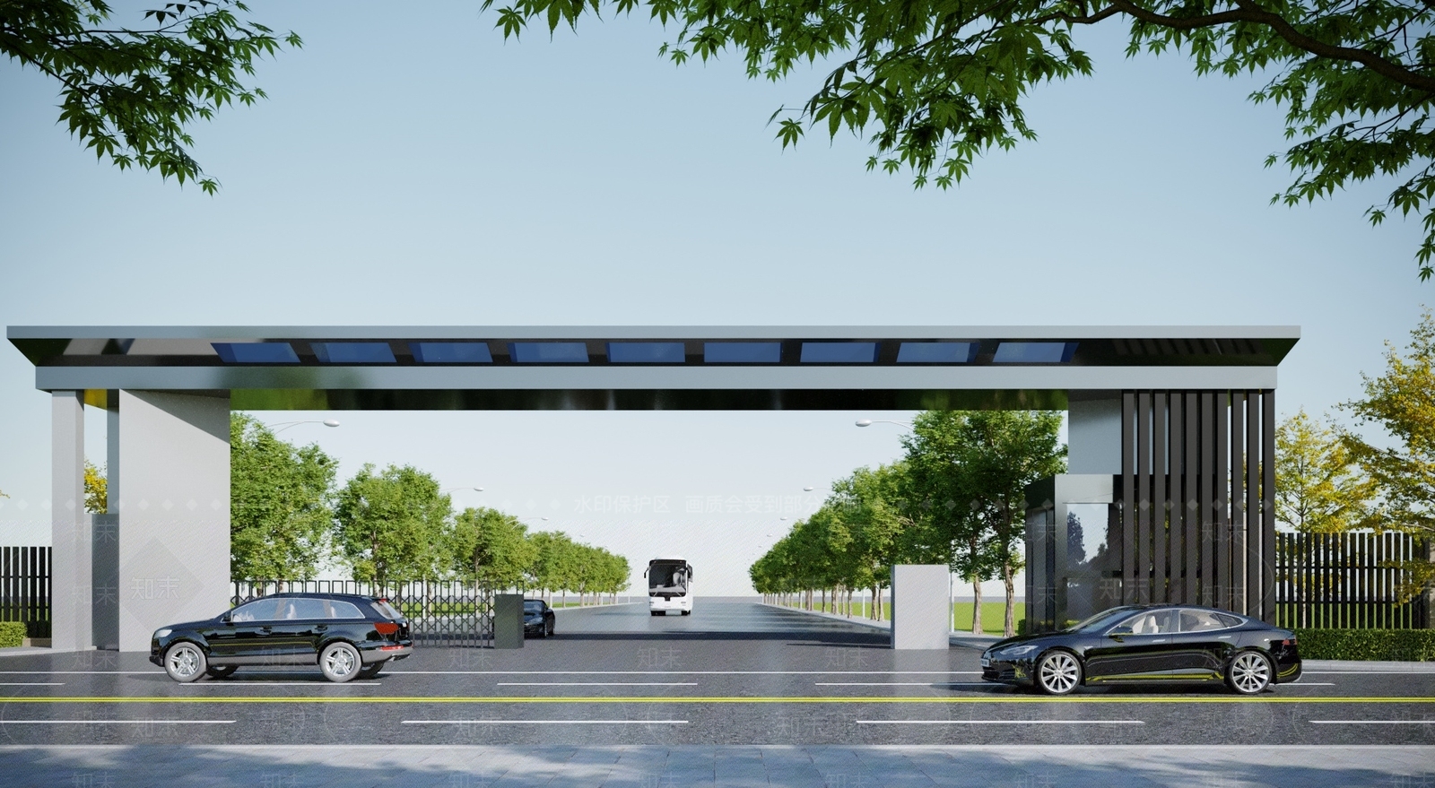 现代公园厂区入口大门3D模型下载【ID:1118219854】