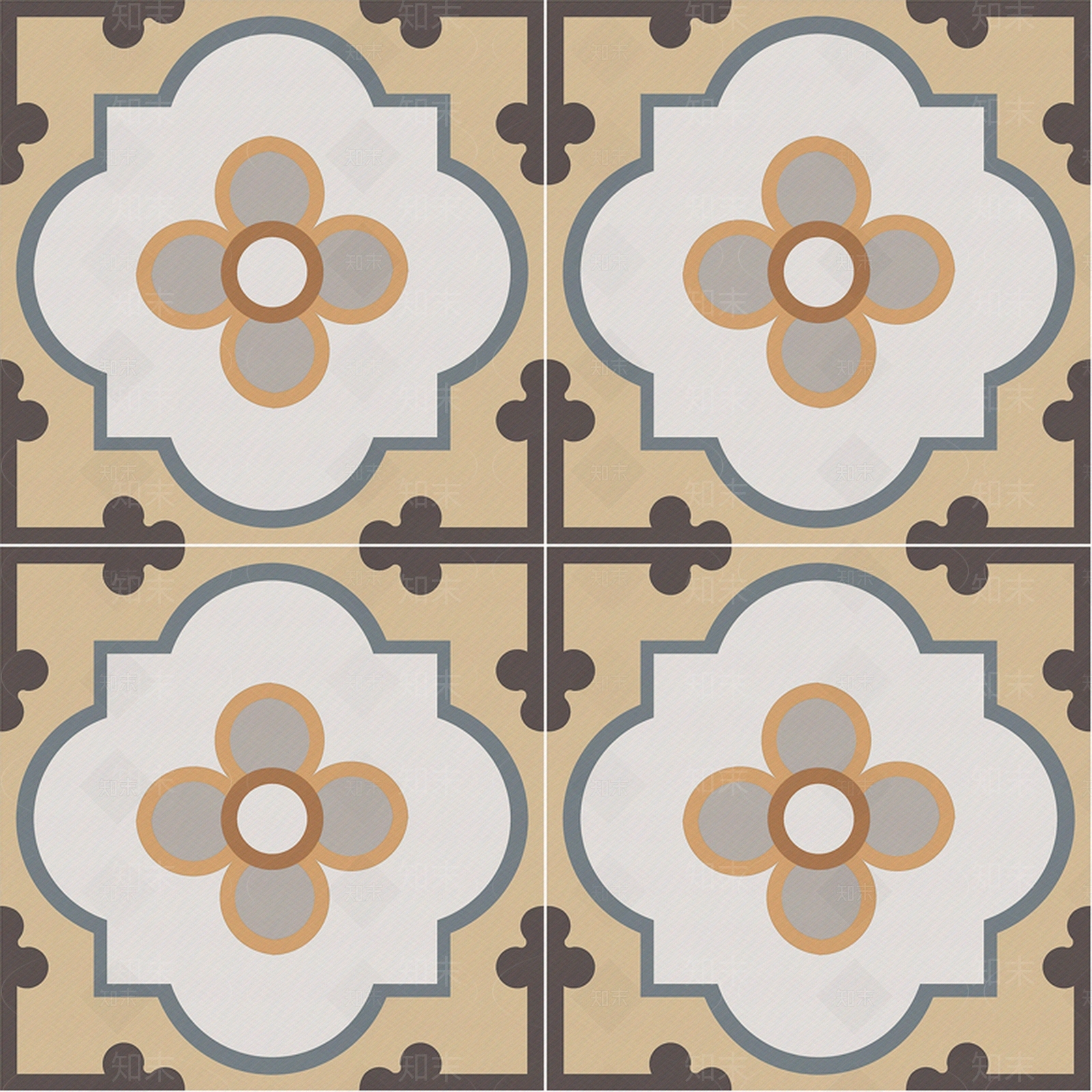 暖色复古花砖贴图贴图下载【ID:1118220291】