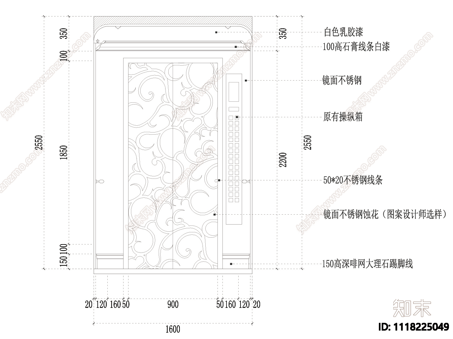 电梯轿厢cad图纸详图施工图下载【ID:1118225049】