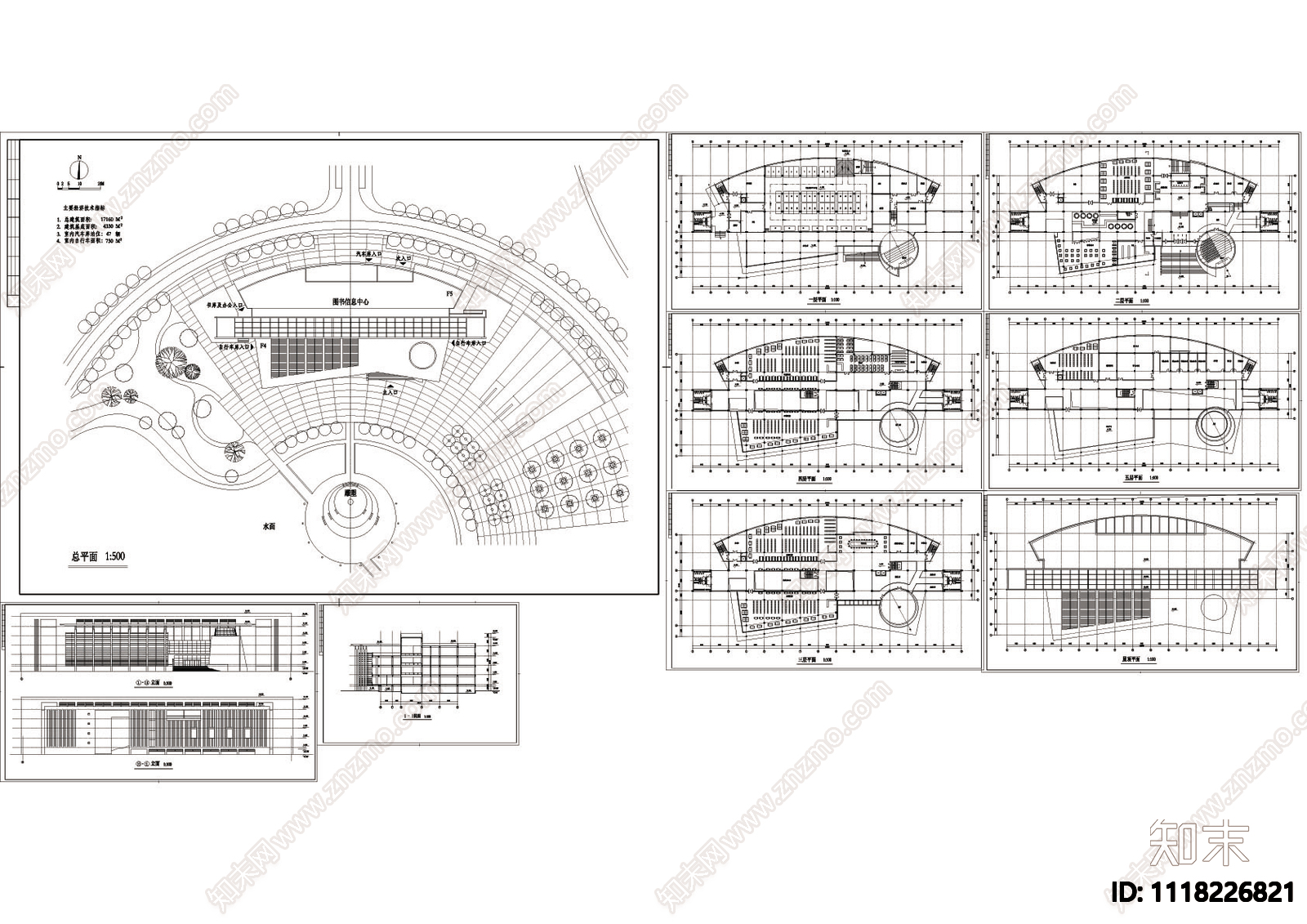高校图书馆设计图cad施工图施工图下载【ID:1118226821】
