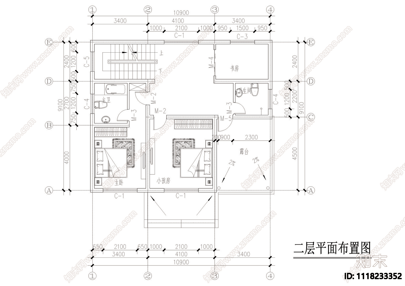 二层小别墅建施结施给排水全套图施工图cad施工图下载【ID:1118233352】