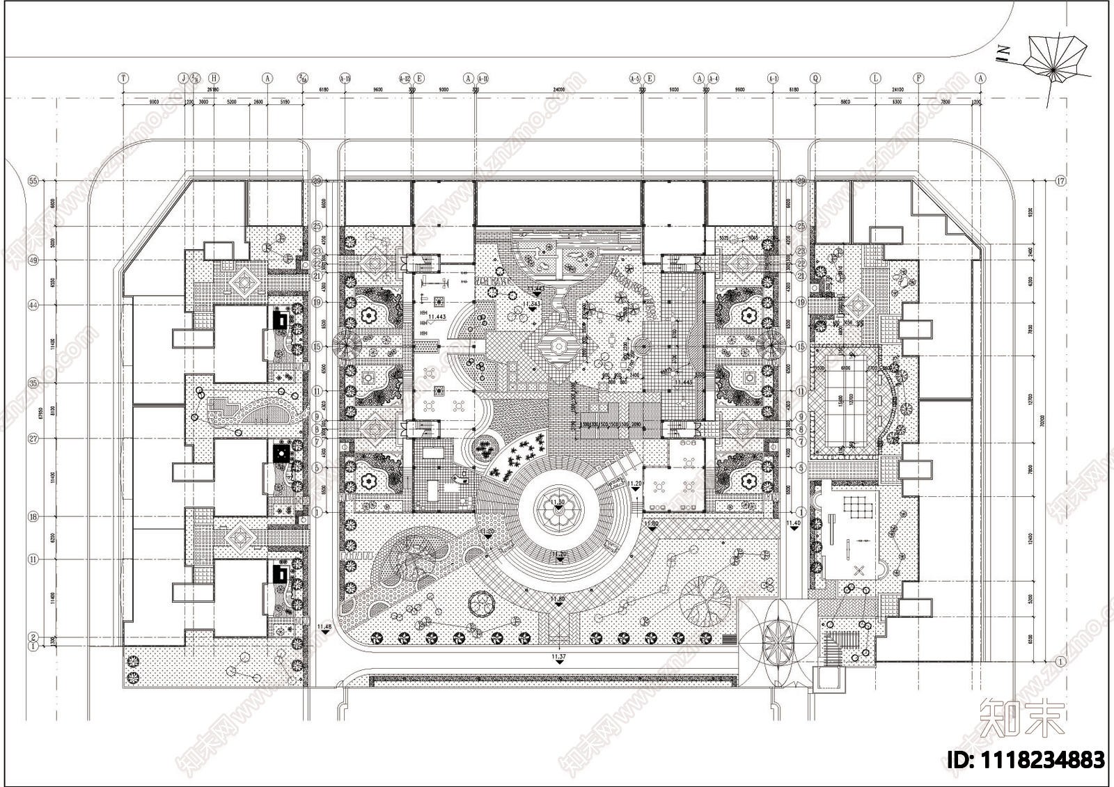 精细园林广场详图CAD景观施工图施工图下载【ID:1118234883】