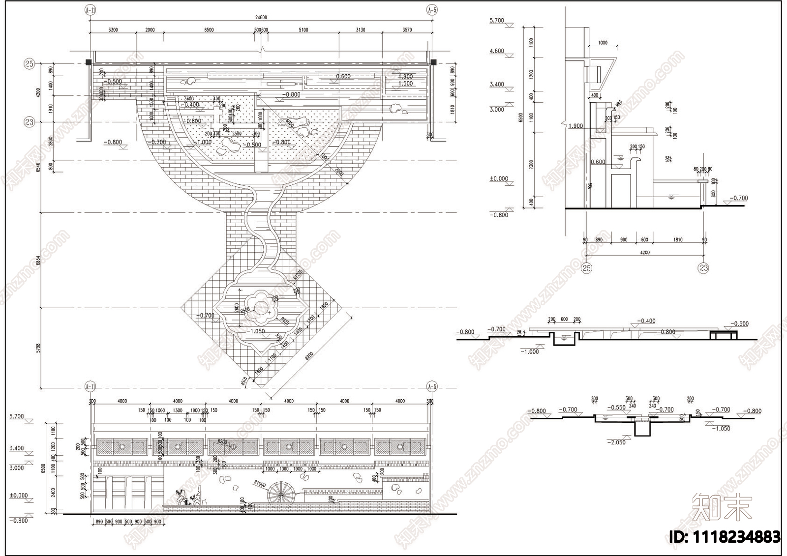 精细园林广场详图CAD景观施工图施工图下载【ID:1118234883】