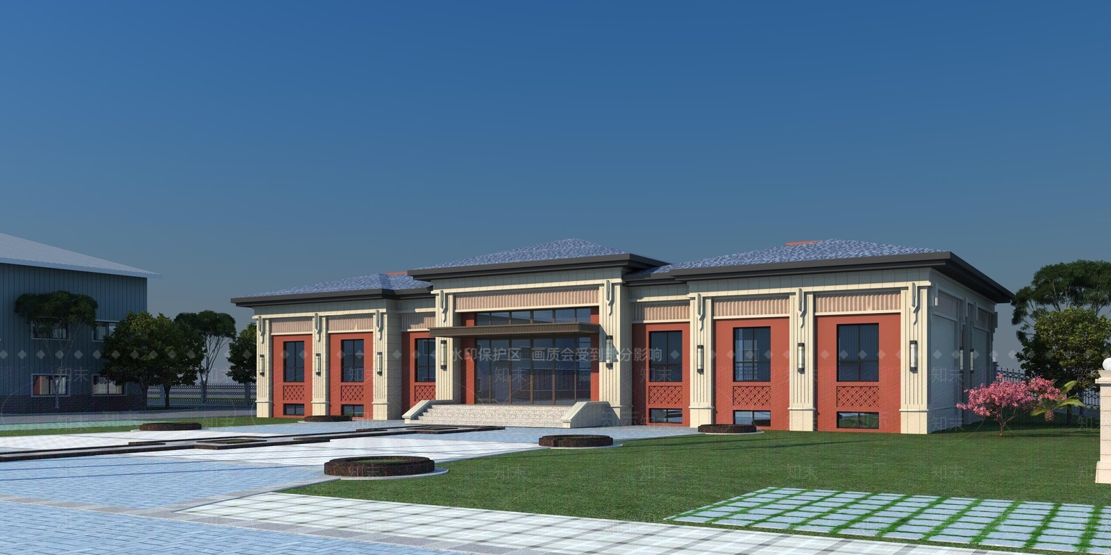 简欧一层办公楼SU模型下载【ID:1118235831】