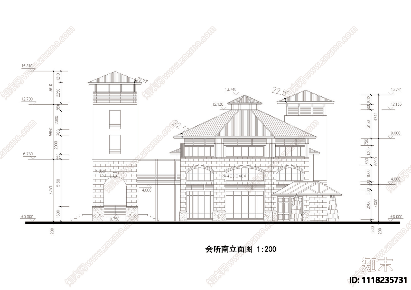 小区会所平立面图CAD图纸施工图施工图下载【ID:1118235731】