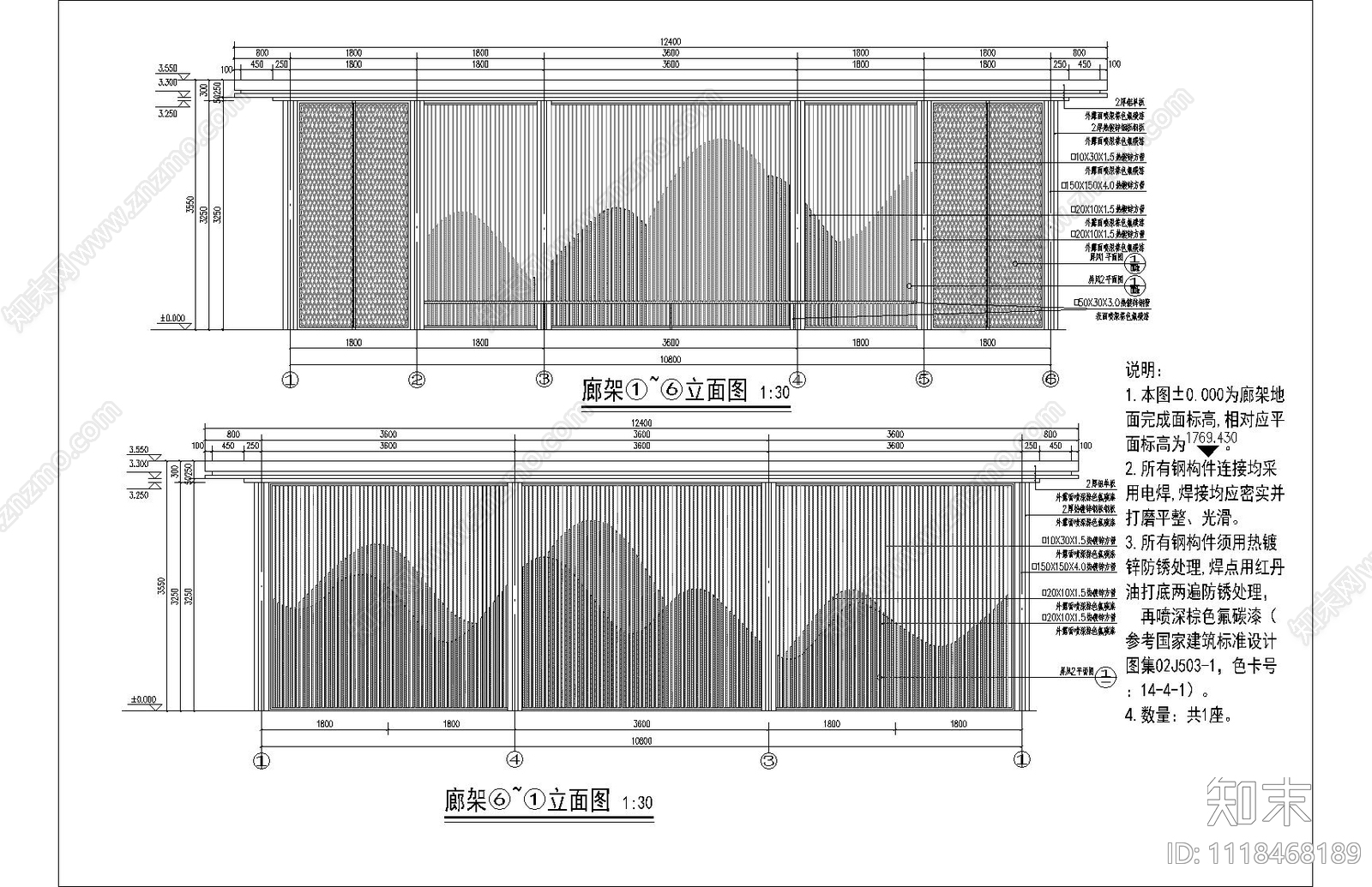 新中式景观亭节点详图施工图cad施工图下载【ID:1118468189】