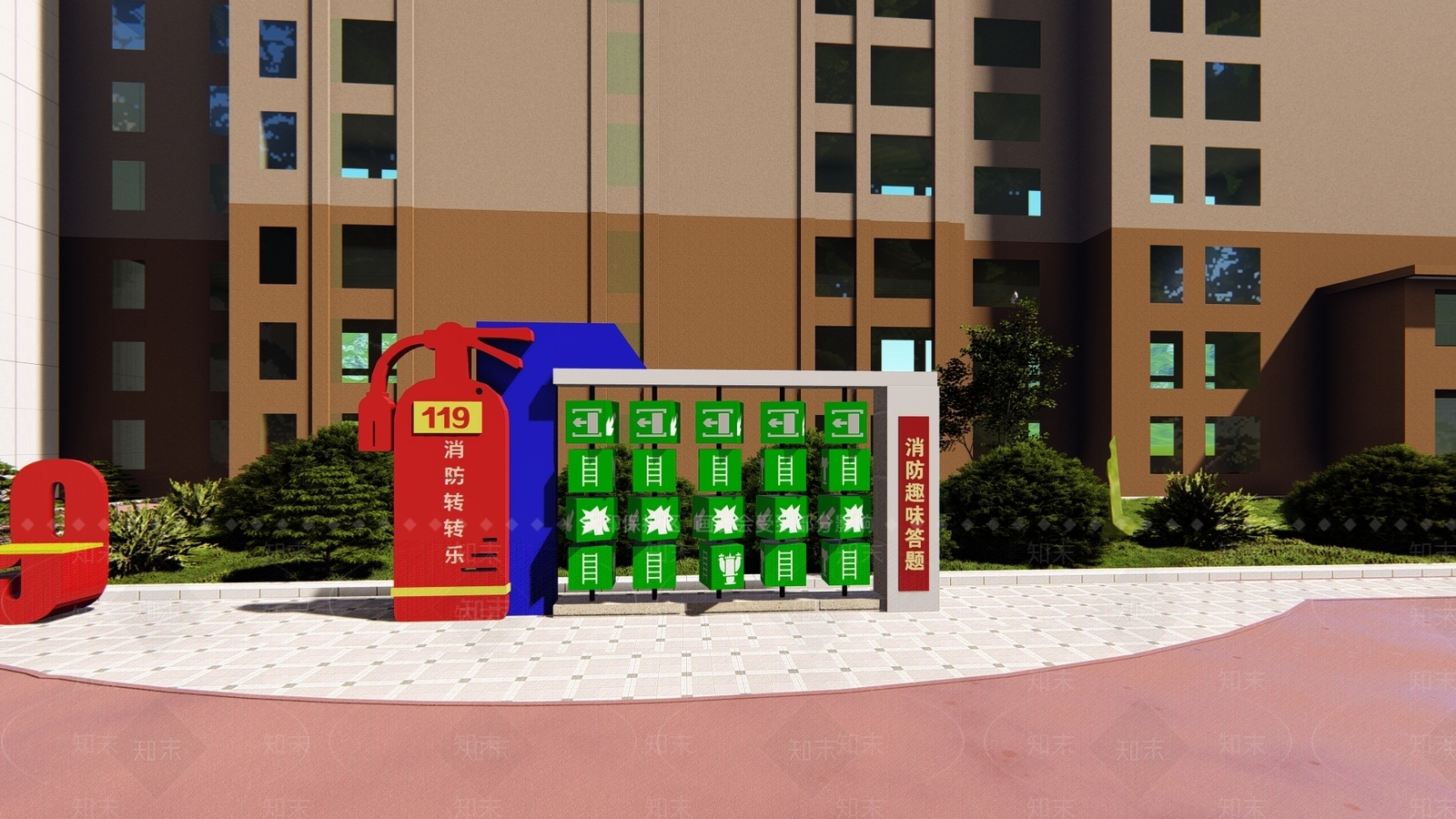 现代消防公园互动展板SU模型下载【ID:1118240777】