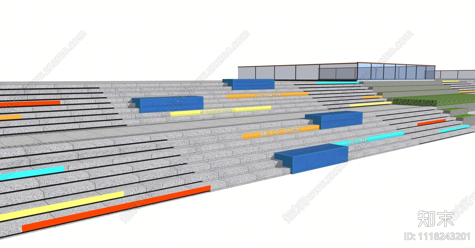 现代台阶景观SU模型下载【ID:1118243201】