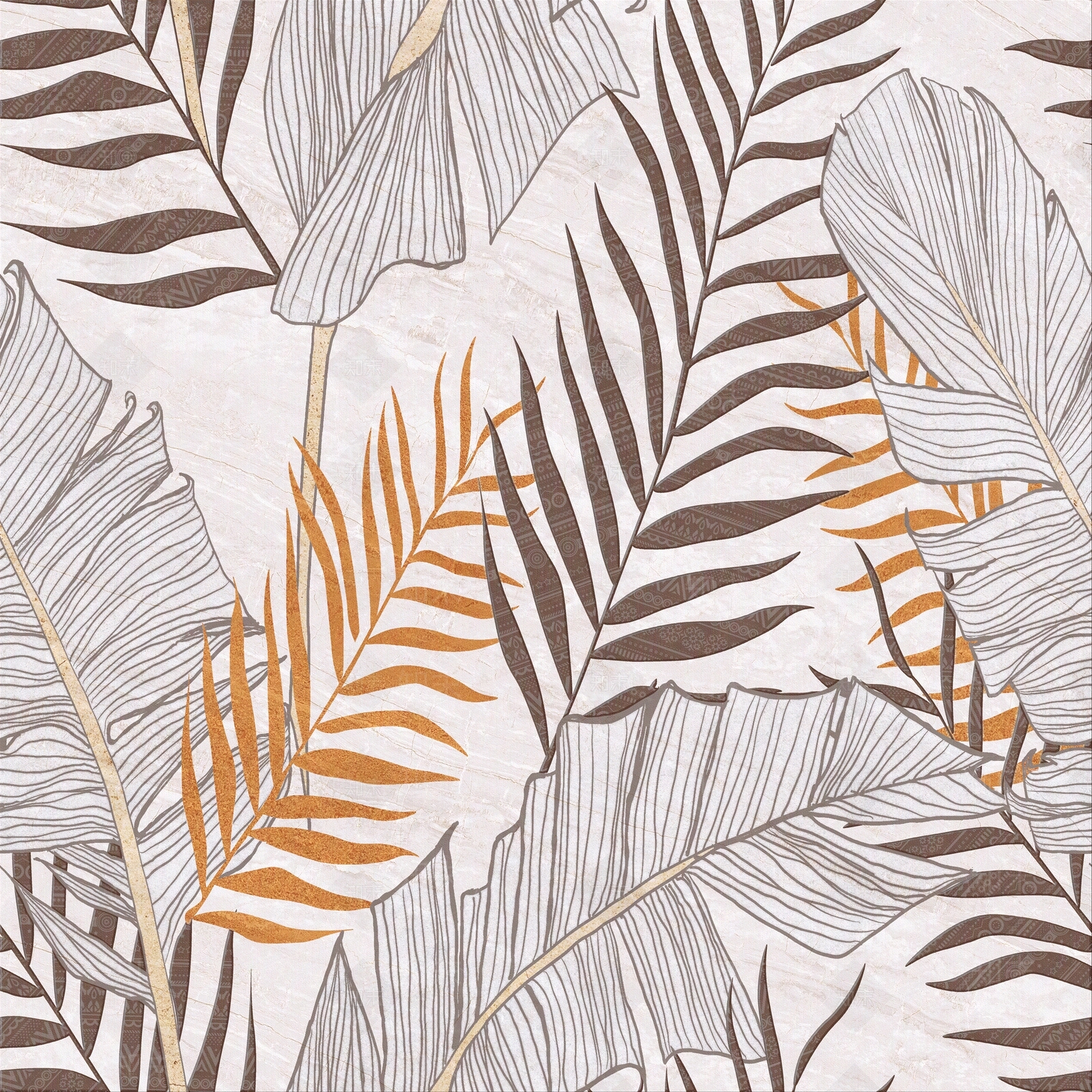 暖色复古植物花砖贴图下载【ID:1118247740】