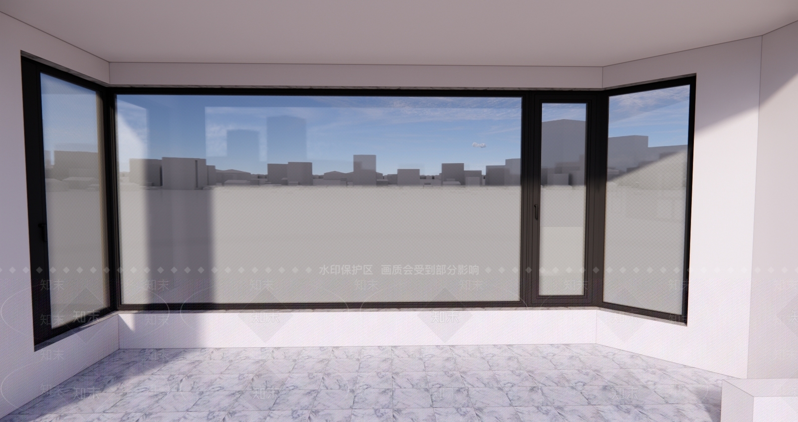 现代落地窗SU模型下载【ID:1119142010】