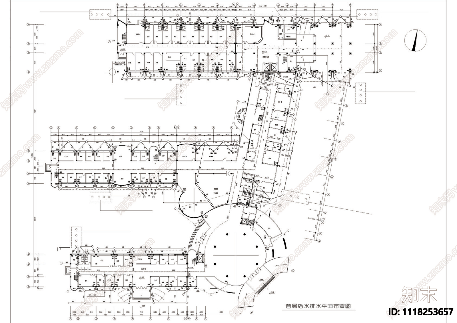 南方城市二甲医院综合楼室内室外给排水施工图施工图下载【ID:1118253657】