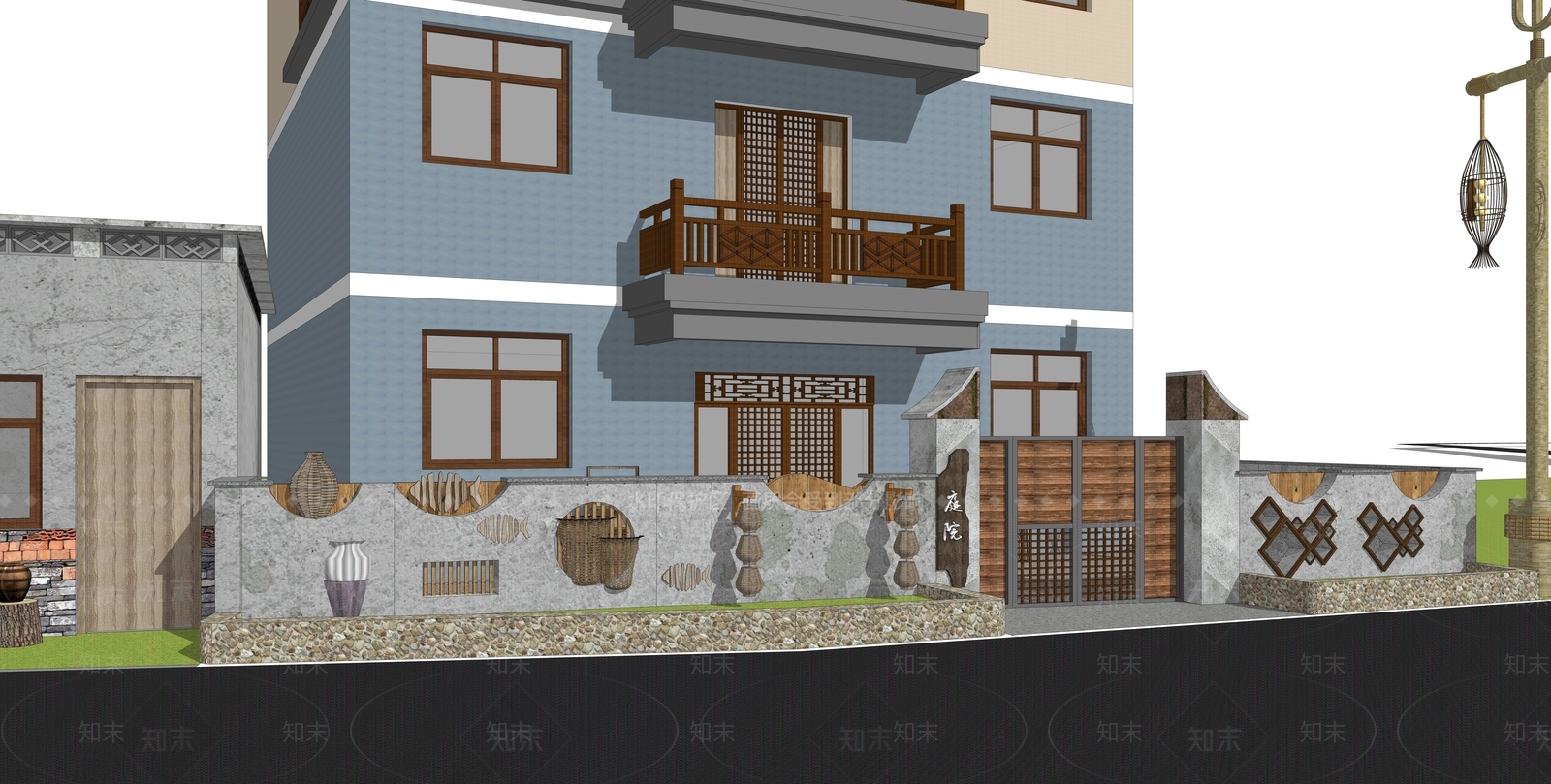 新中式乡村民房SU模型下载【ID:1118257277】