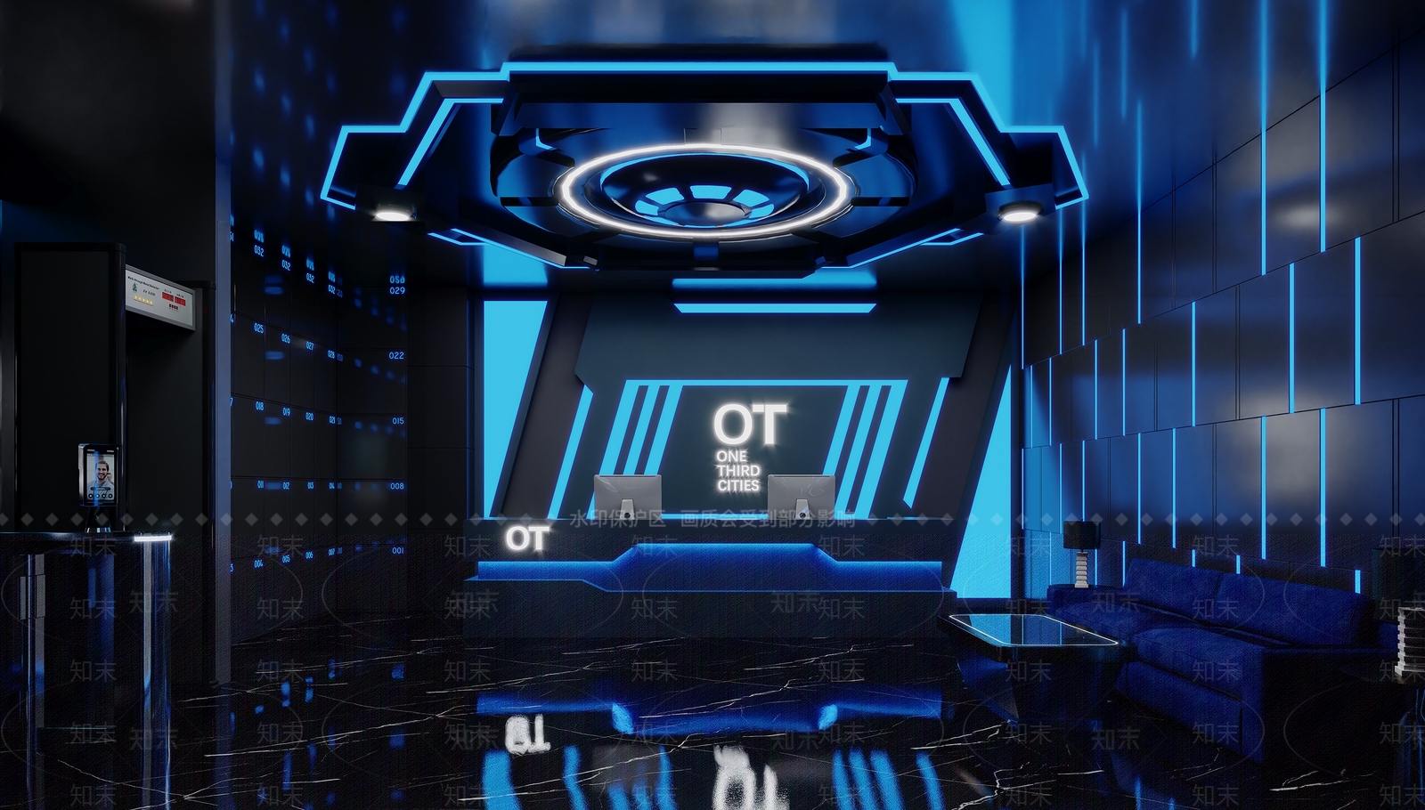 现代科幻风酒吧接待大厅3D模型下载【ID:1118257846】