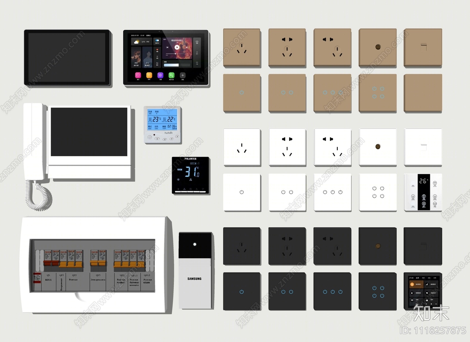 现代开关插座组合SU模型下载【ID:1118257875】