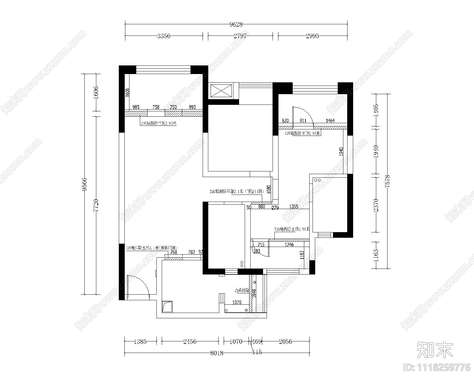 欧式简约室内空间设计施工图cad施工图下载【ID:1118259776】