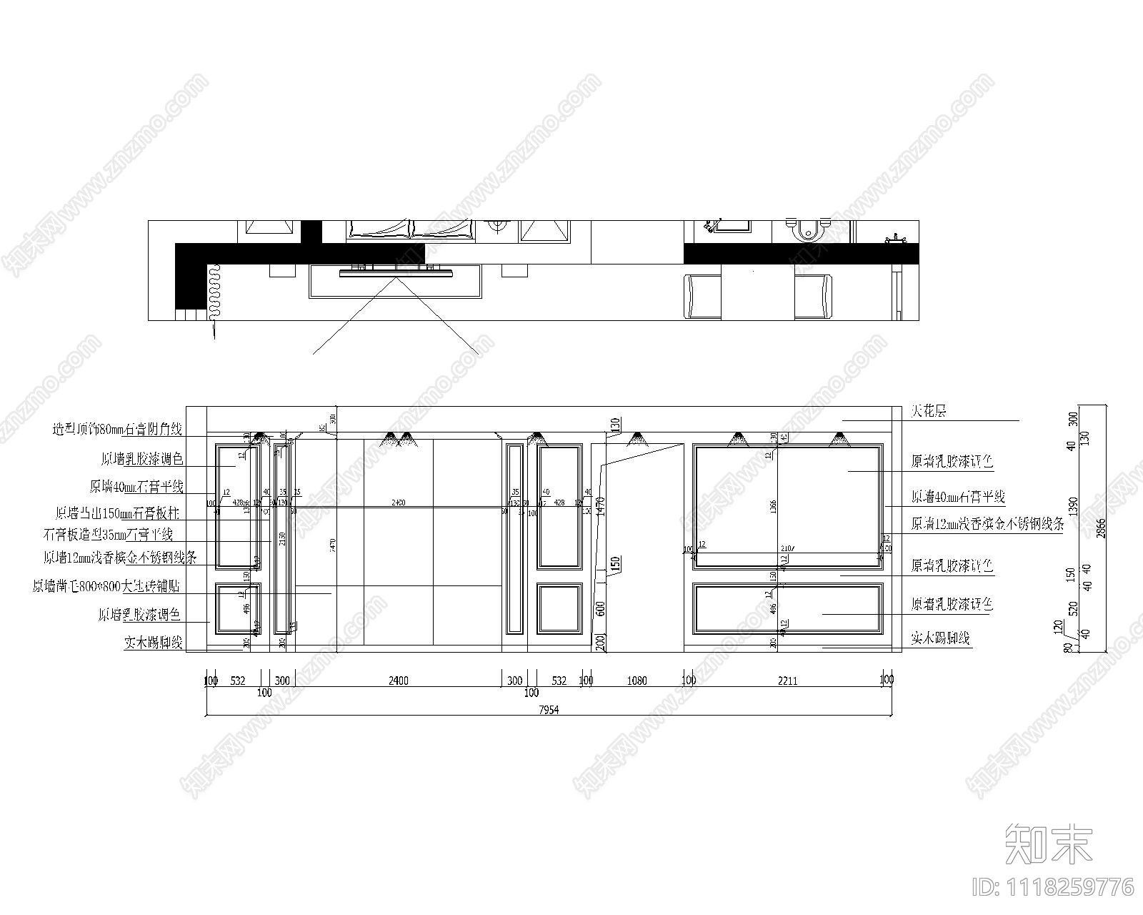 欧式简约室内空间设计施工图cad施工图下载【ID:1118259776】