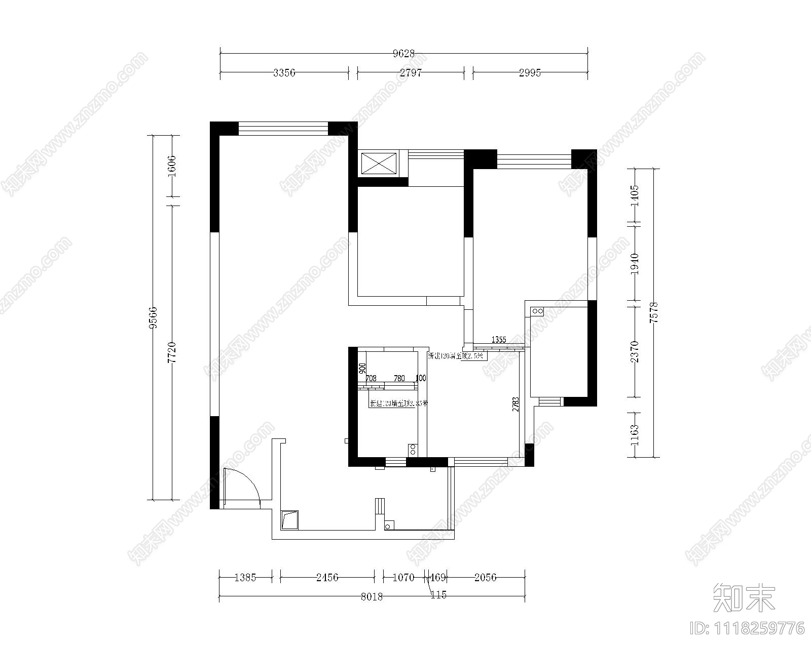 欧式简约室内空间设计施工图cad施工图下载【ID:1118259776】