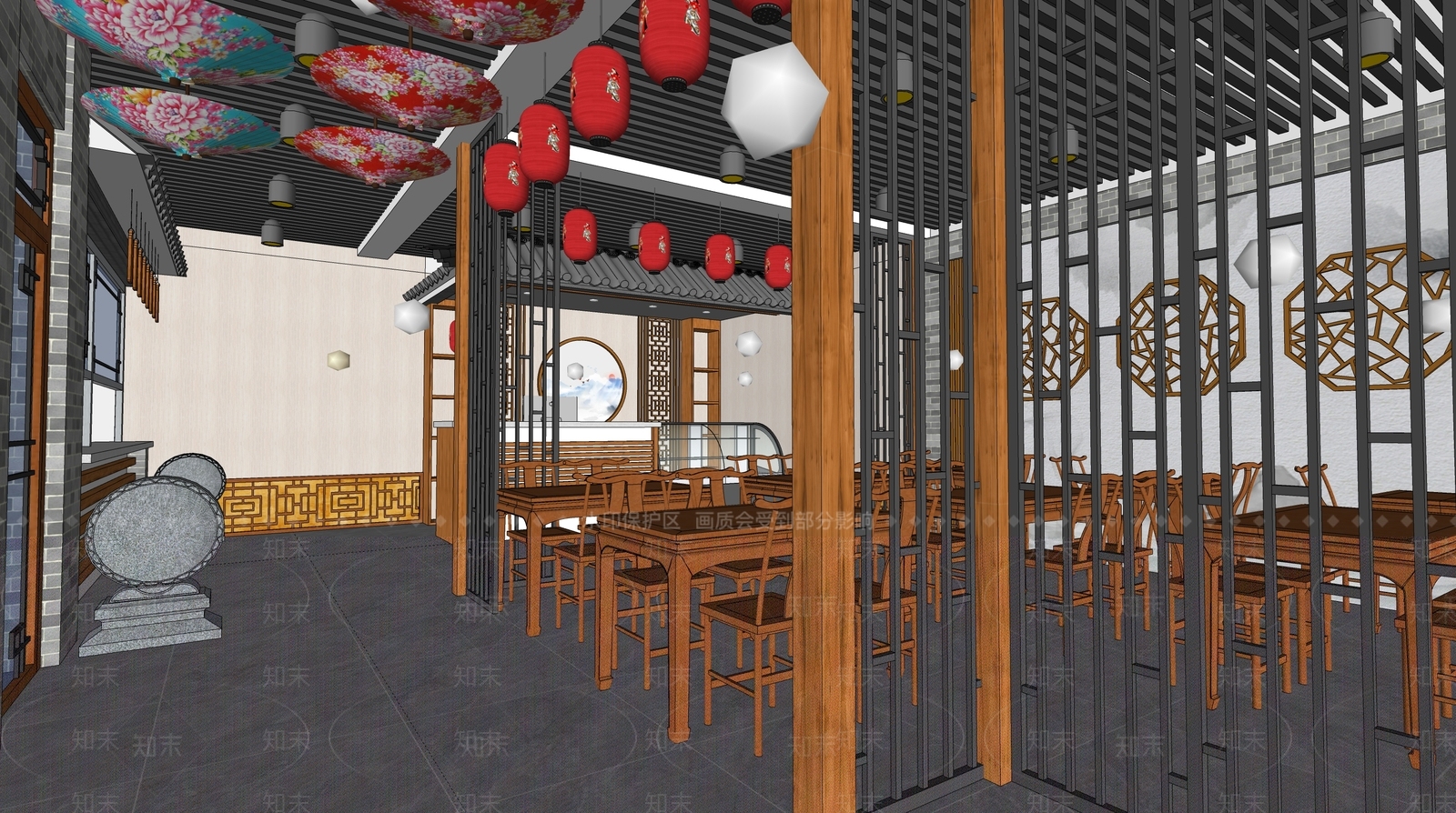 中式饭馆SU模型下载【ID:1118265098】