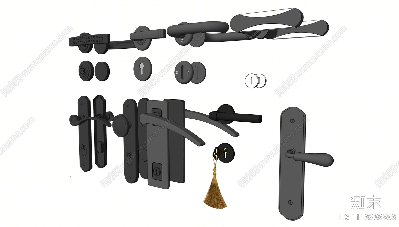 现代简约门把手SU模型下载【ID:1118268558】