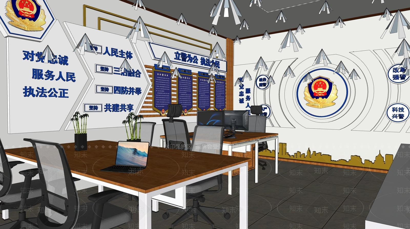 现代办公区域SU模型下载【ID:1118270235】